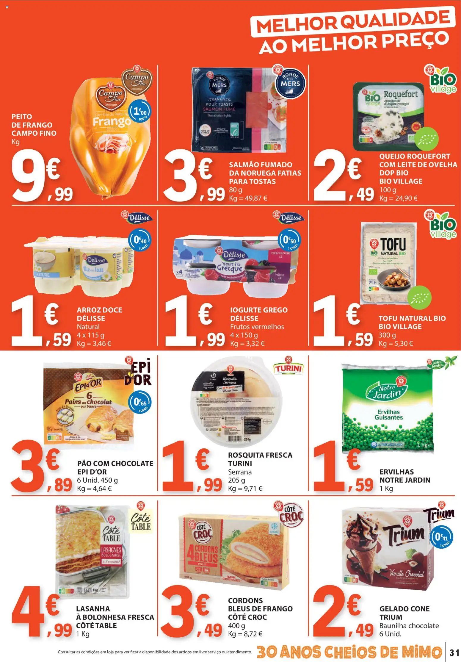 E.Leclerc folheto │ válido de 22.01.2026 | Página: 31 | Produtos: Gelado, Leite, Queijo, Pão