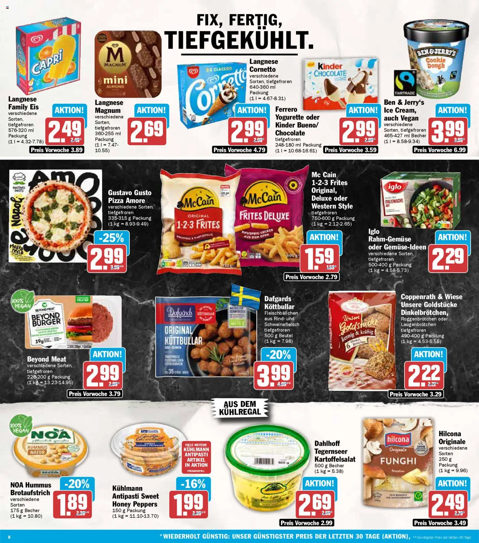 AEZ Prospekt 	 – gültig ab 27.10.2025 | Seite: 8 | Produkte: Langnese, McCain, Schweinefleisch, Eis