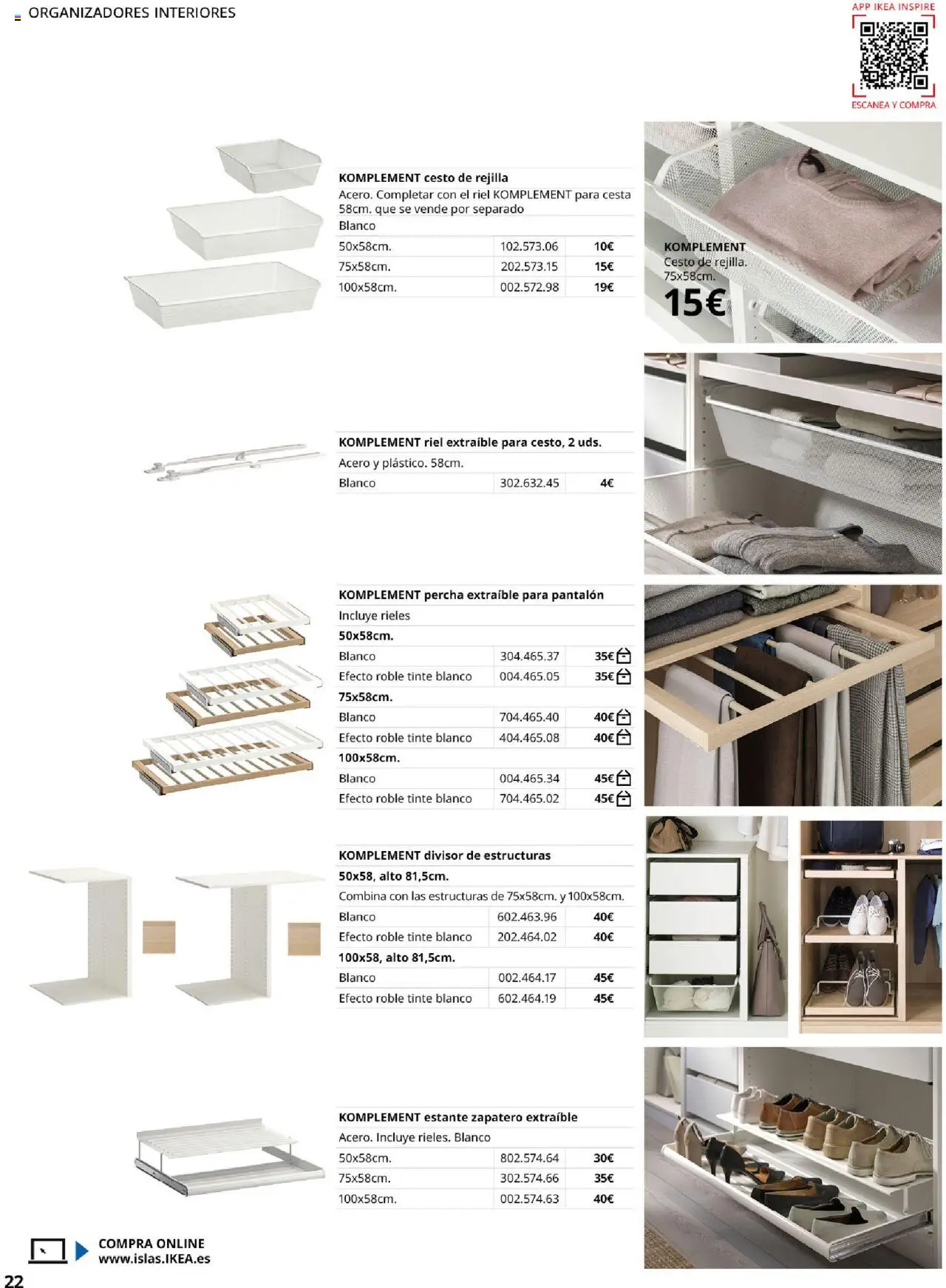 Catálogo IKEA Pax y Komplement │ válido desde el 01.09.2025 | Página: 22 | Productos: Tinte, Percha, Estante, Cesta