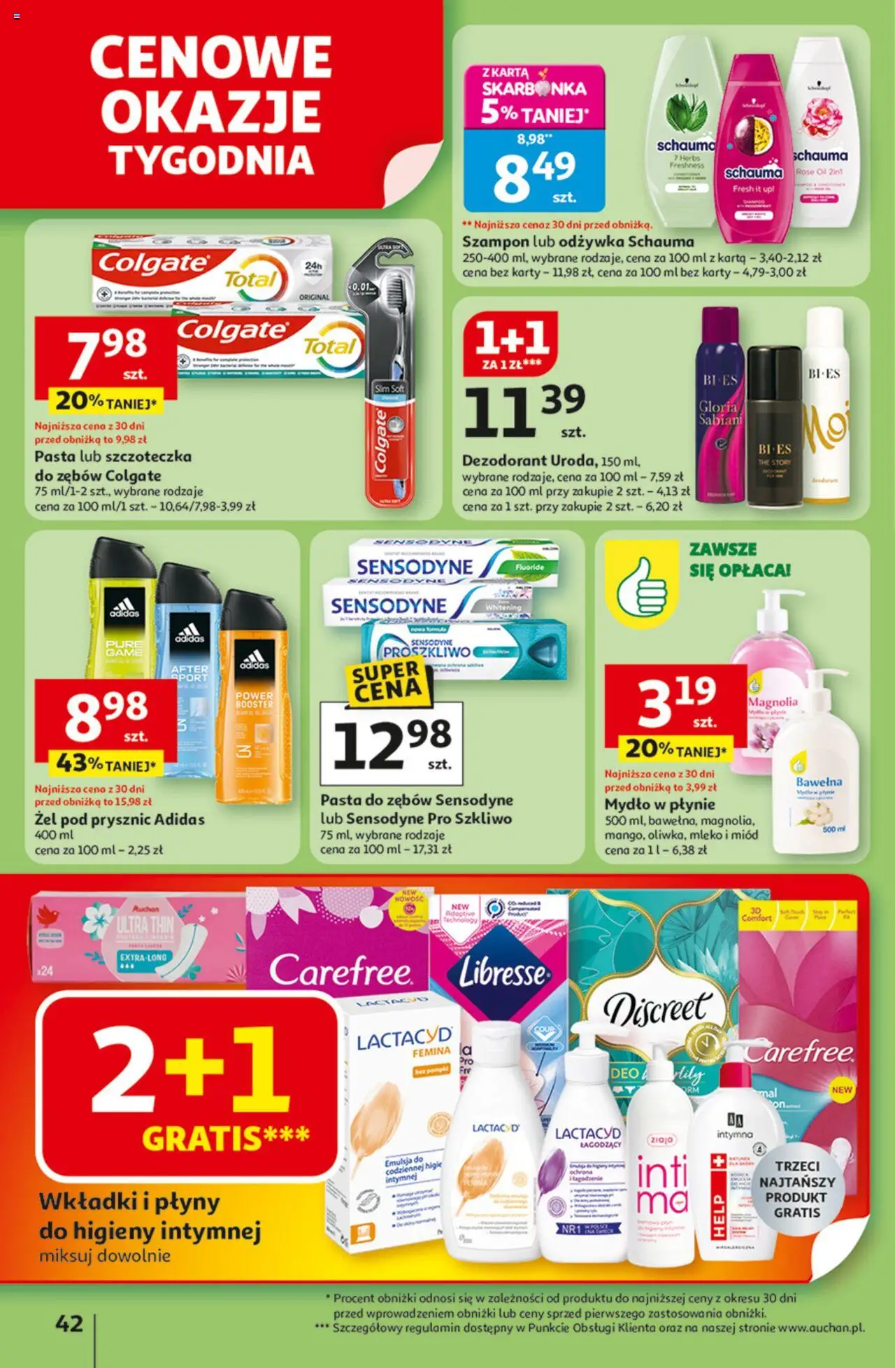 Auchan Gazetka - Odlotowe ceny na start szkoły Hipermarket od 21.08.2025 | Strona: 42 | Produkty: Miód, Szampon, Dezodorant, Pasta do zębów