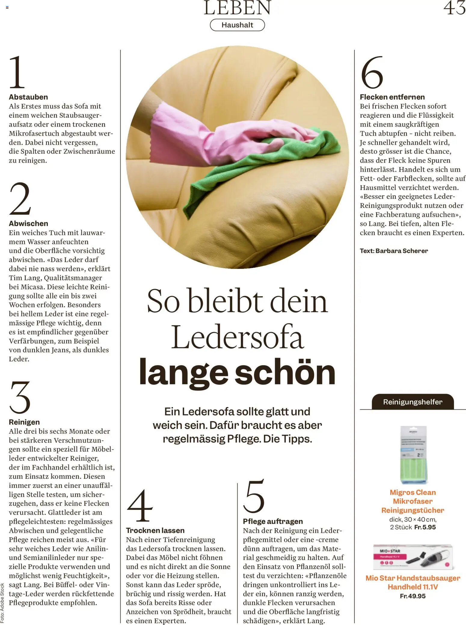 Migros aktionen Magazin – gültig ab 29.04.2026 | Seite: 43 | Produkte: Ledersofa, Reinigungstücher, Wasser, Staubsauger