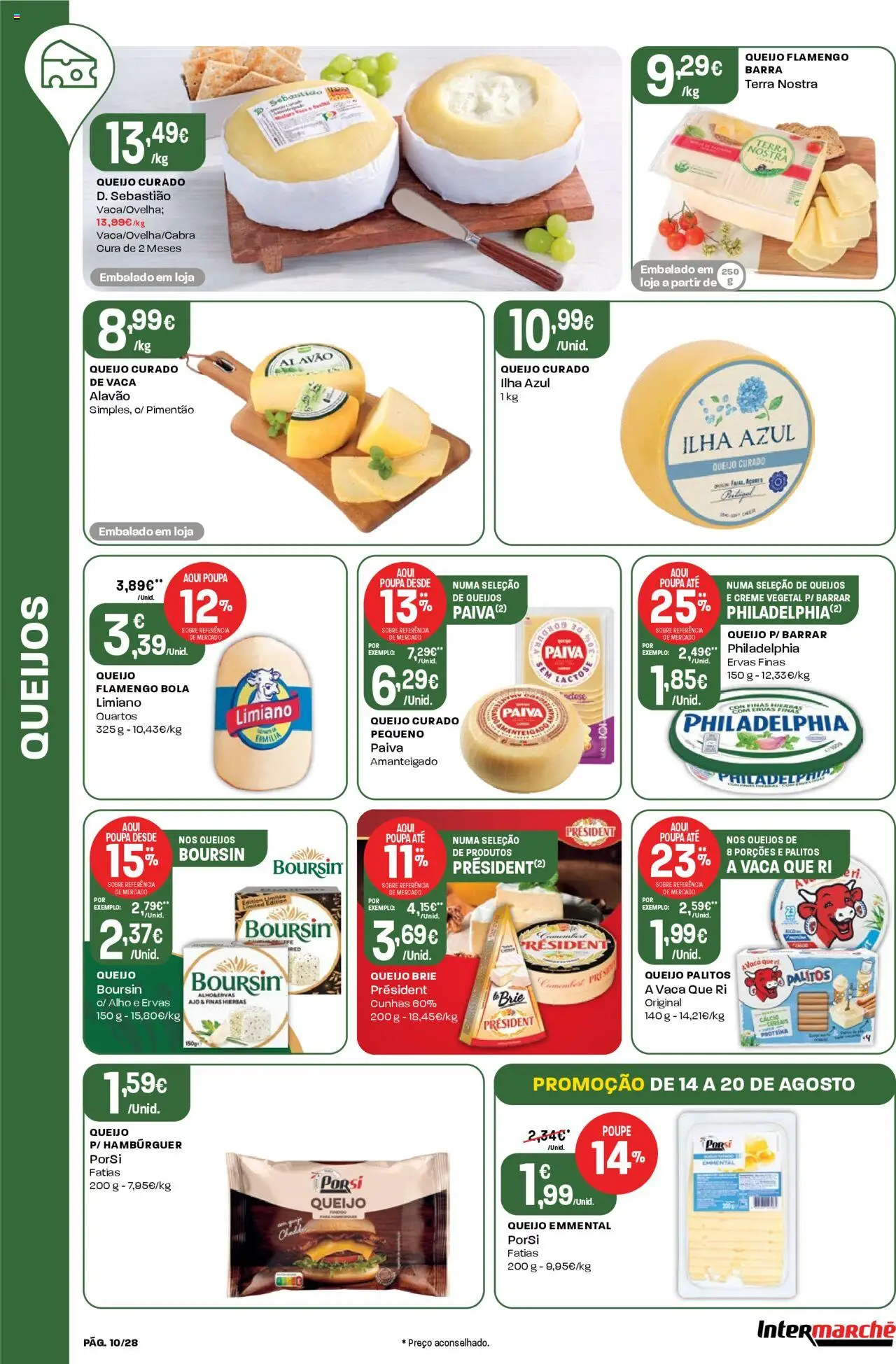 Intermarché folheto │ válido de 14.08.2025 | Página: 10 | Produtos: Pimentão, Hambúrguer, Cálcio, Creme