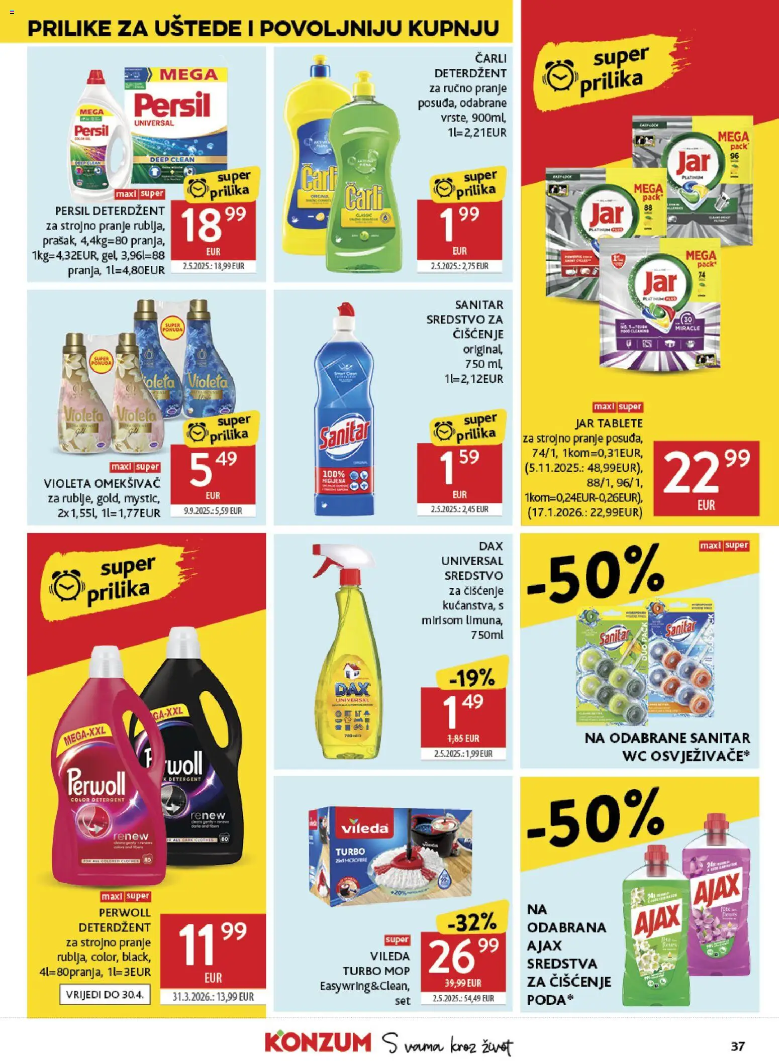 Konzum katalog | vrijedi od 15.04.2026 | Stranica: 37 | Proizvodi: Deterdžent, Jar, Violeta, Persil