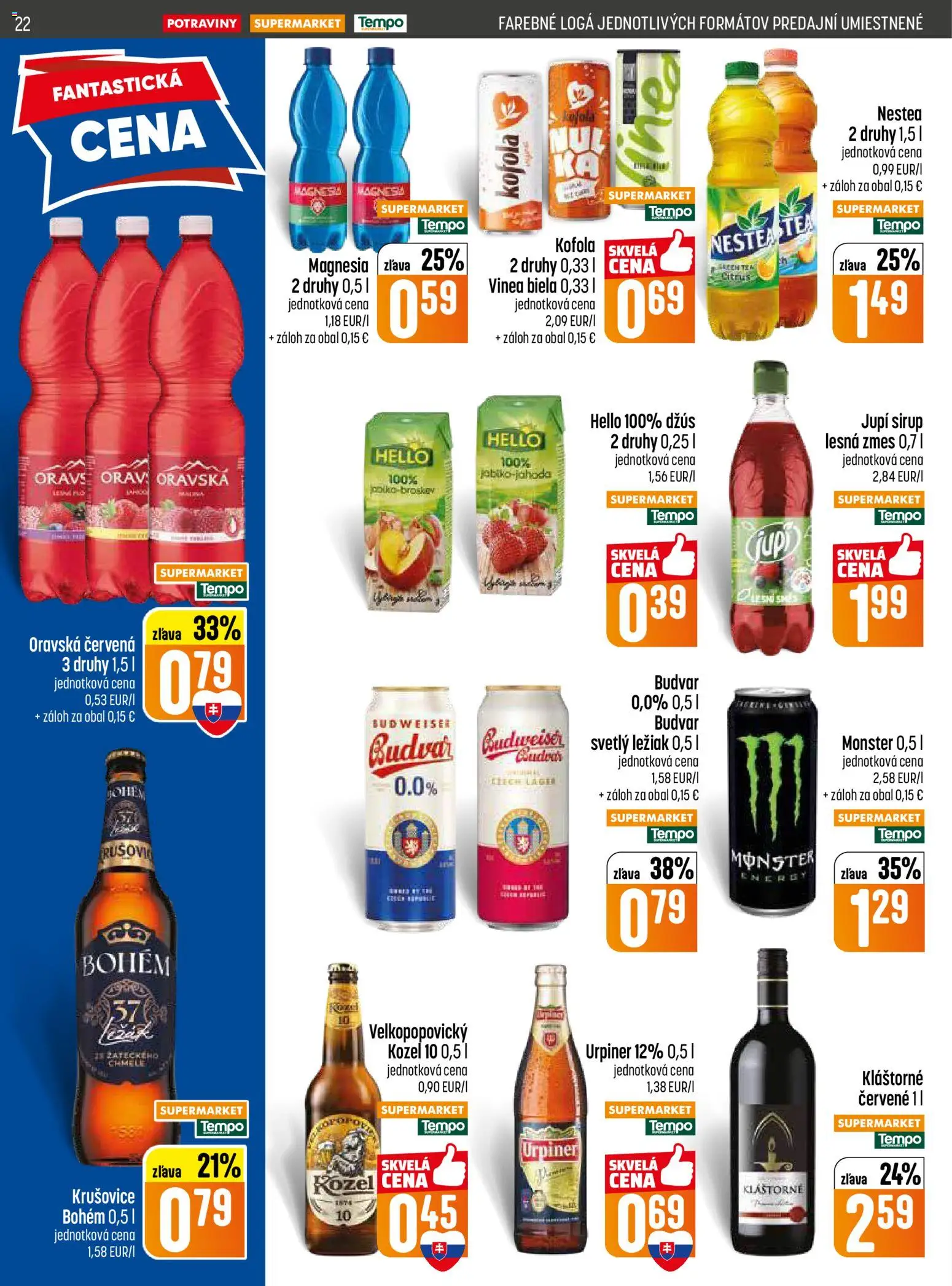 Nové COOP Jednota akcie – leták je platný od 30.04.2026 | Strana: 22 | Produkty: Džús, Kofola, Magnesia, Vinea