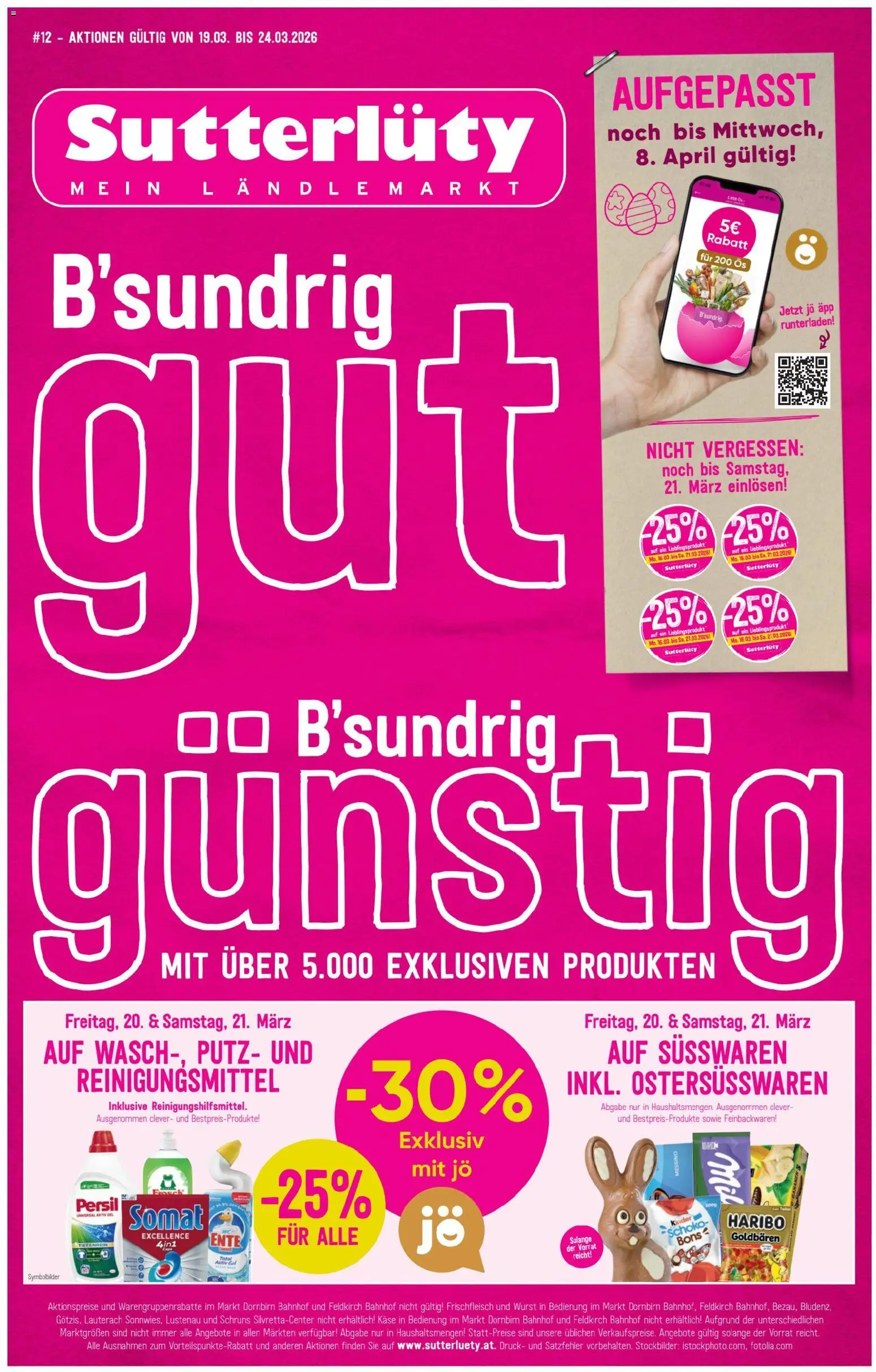 Sutterlüty Flugblatt gültig ab 19.03.2026 | Seite: 1 | Produkte: Wurst, Käse