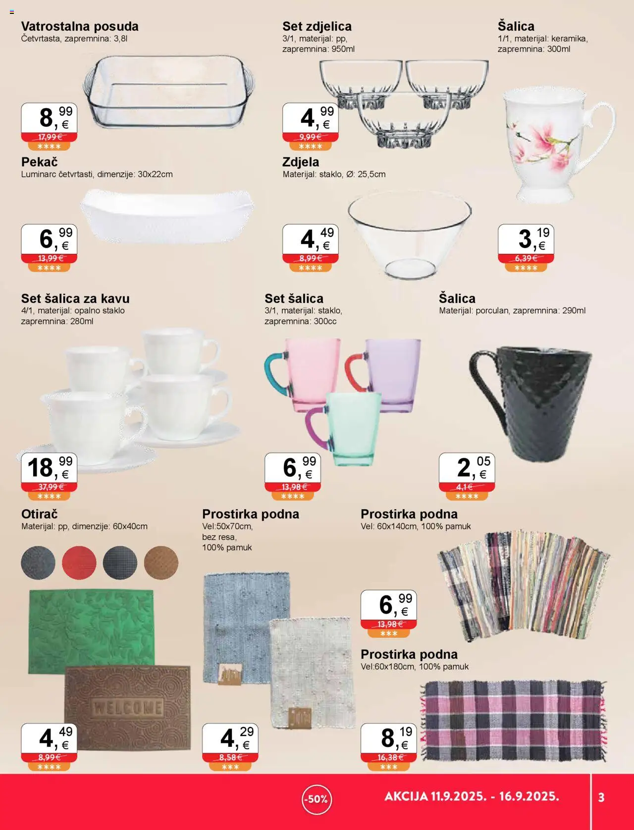 KTC katalog | vrijedi od 11.09.2025 | Stranica: 3 | Proizvodi: Otirač, Šalica, Zdjela