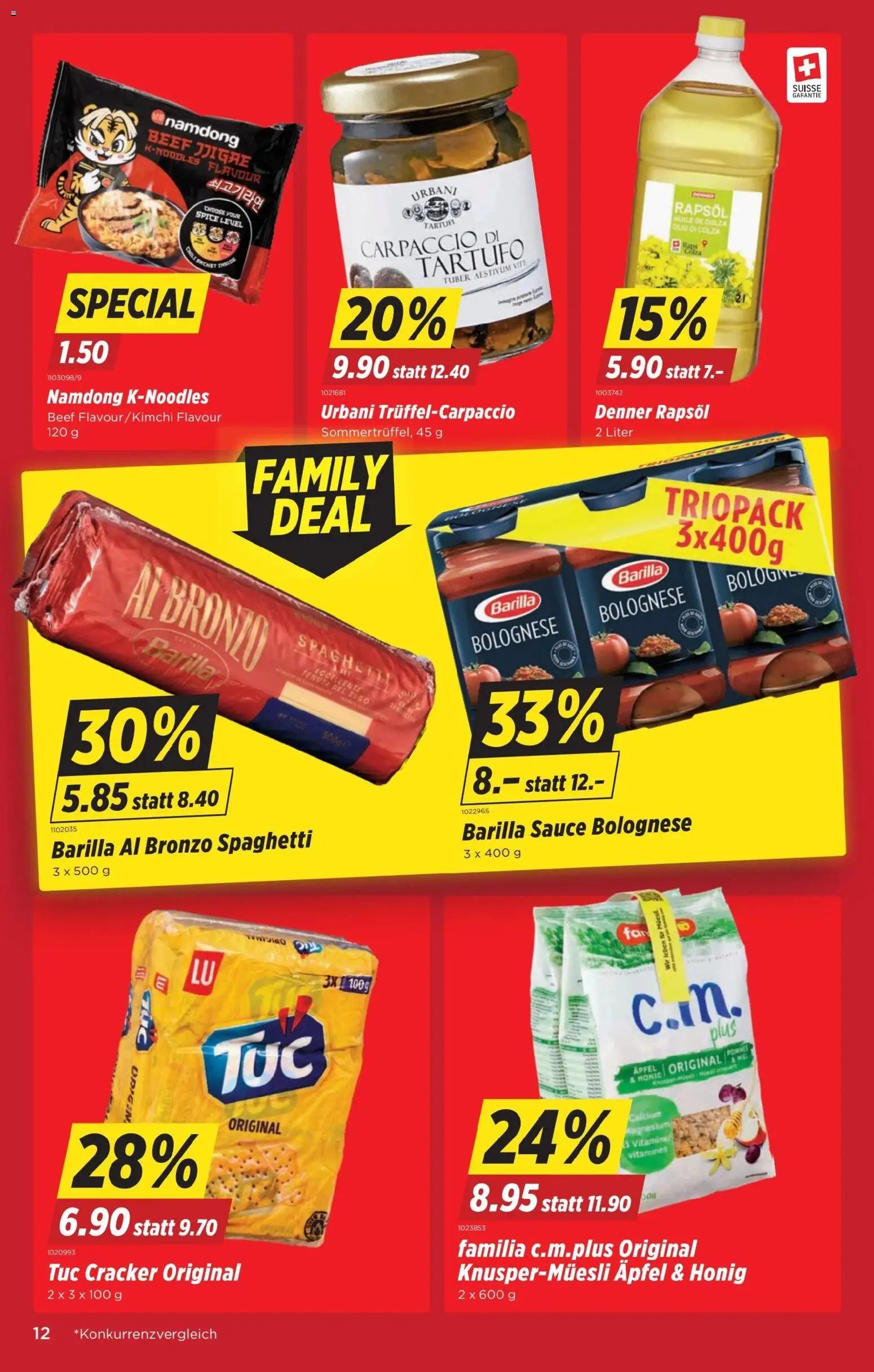 Denner Aktionen – gültig ab 04.11.2025 | Seite: 12 | Produkte: Barilla, Rapsöl, Äpfel