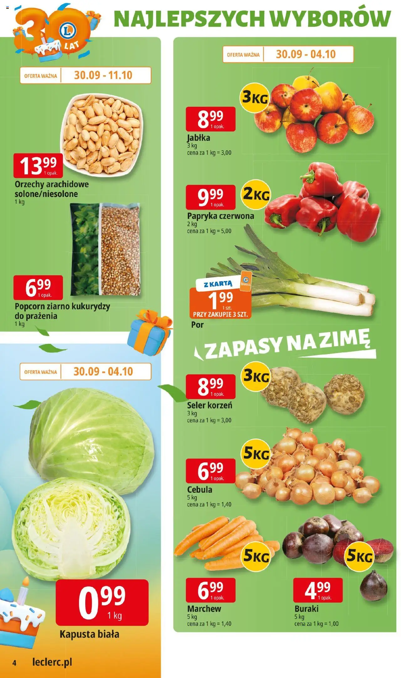 E.Leclerc Gazetka - Elbląg od 30.09.2025 | Strona: 4 | Produkty: Karta, Buraki, Jabłka, Orzechy