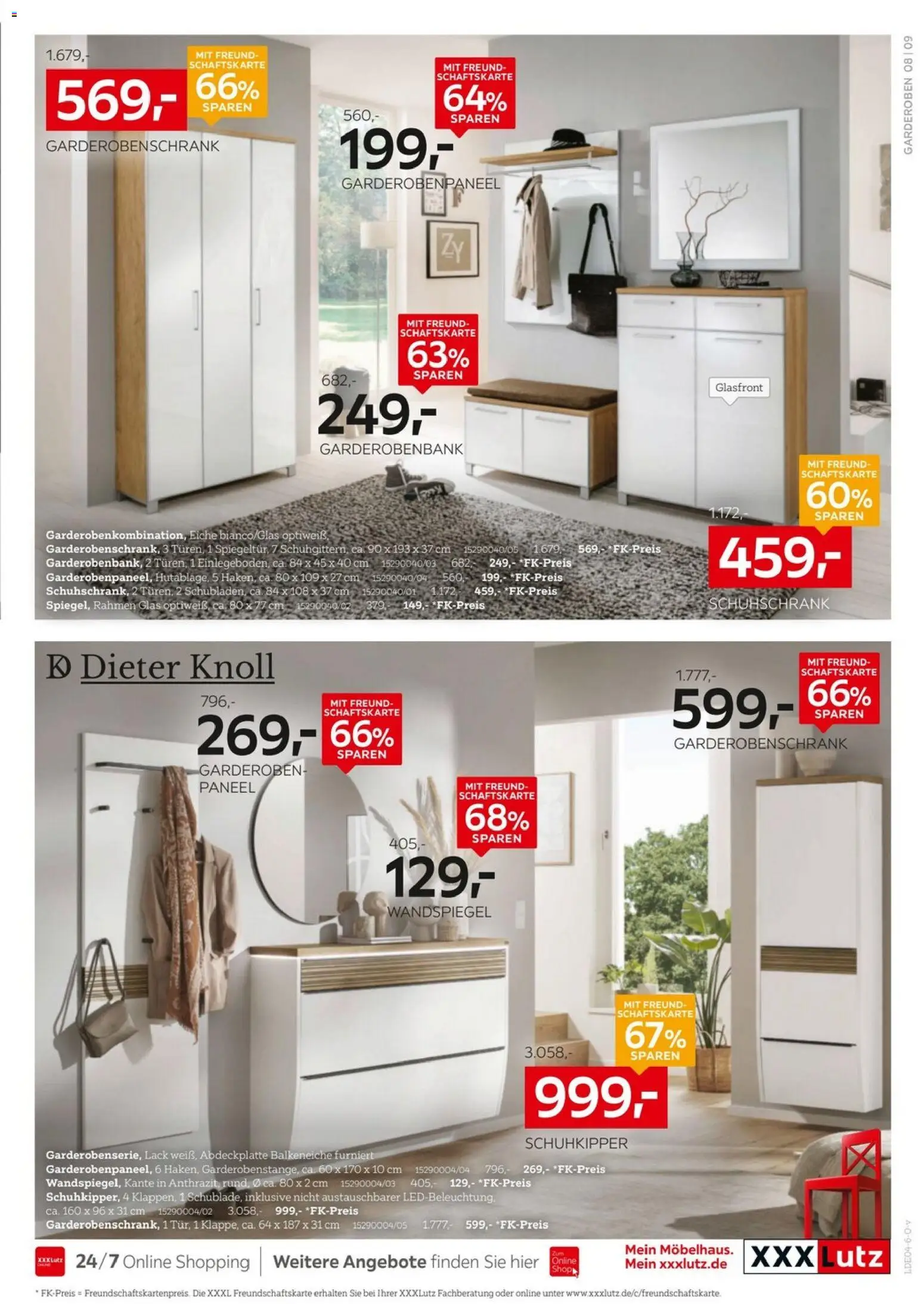 XXXLutz Aufbewahrung & Deko – gültig ab 29.03.2026 | Seite: 9 | Produkte: Wandspiegel, Schuhkipper, Garderobenschrank