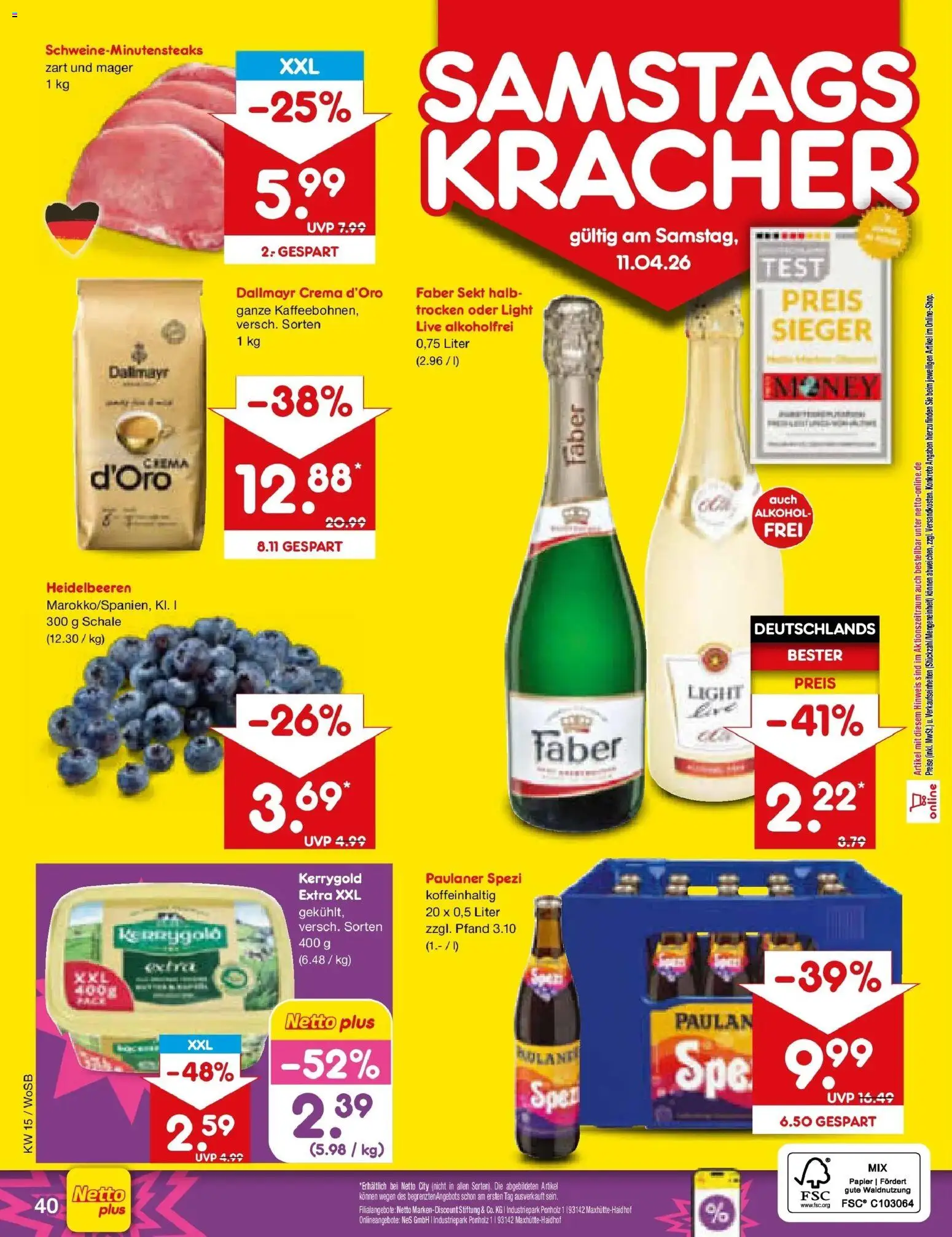 Netto Marken-Discount Prospekt Mannheim	 – gültig ab 05.04.2026 | Seite: 58 | Produkte: Paulaner spezi, Heidelbeeren, Dallmayr, Paulaner
