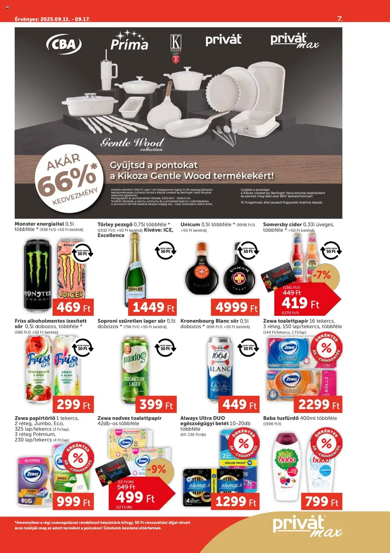 PRIVÁT akciós ujság - amely érvényes a következő dátumtól: 11.09.2025 | Oldal: 7 | Termékek: Körte, Papírtörlő, Sör, Alma