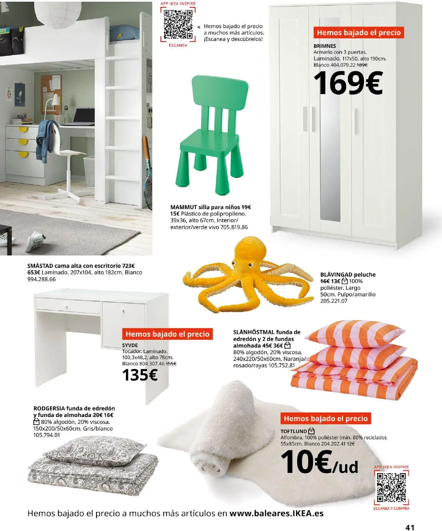 Catálogo IKEA Dormitorios │ válido desde el 01.02.2026 | Página: 41 | Productos: Edredón, Funda, Silla, Armario
