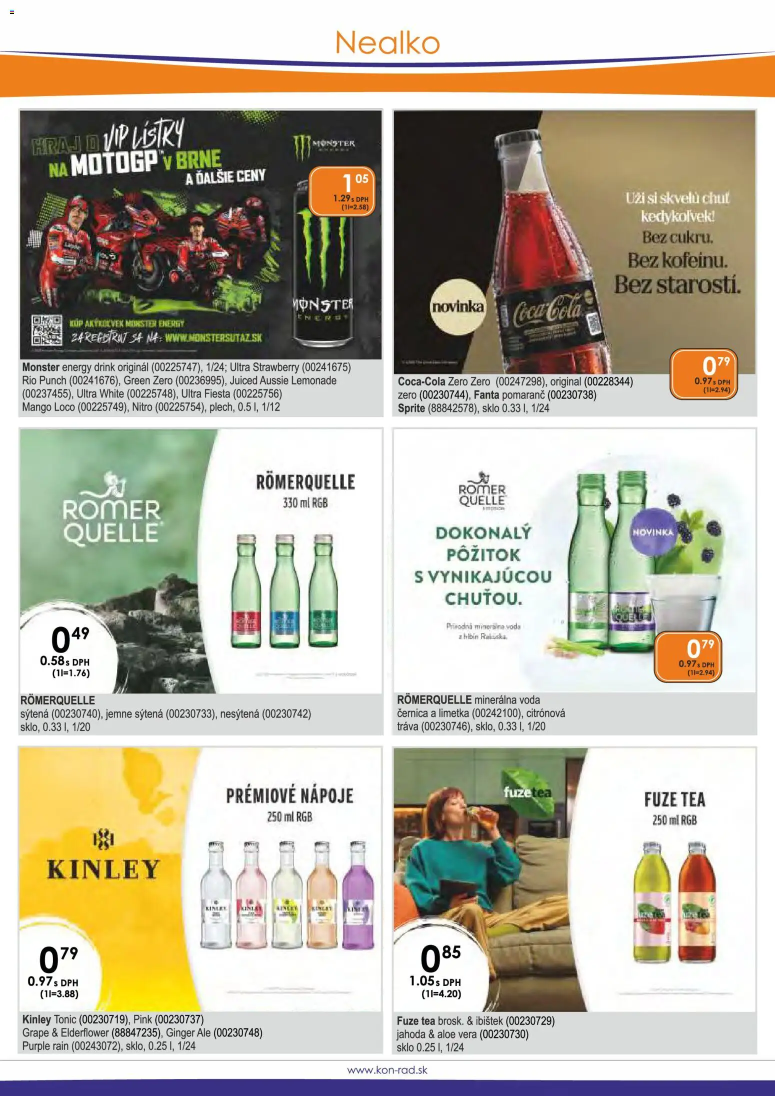 Nové KON - RAD akcie – leták je platný od 01.03.2026 | Strana: 26 | Produkty: Limetka, Fanta, Minerálna voda, Mango