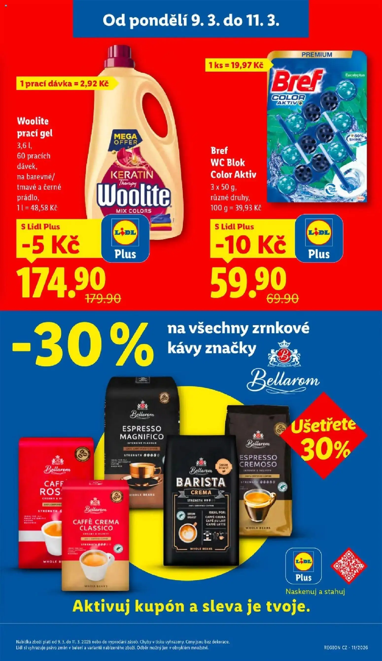 Lidl aktuální leták od 09.03.2026 | Strana: 3 | Produkty: Barista crema, Blok, Woolite, Bellarom