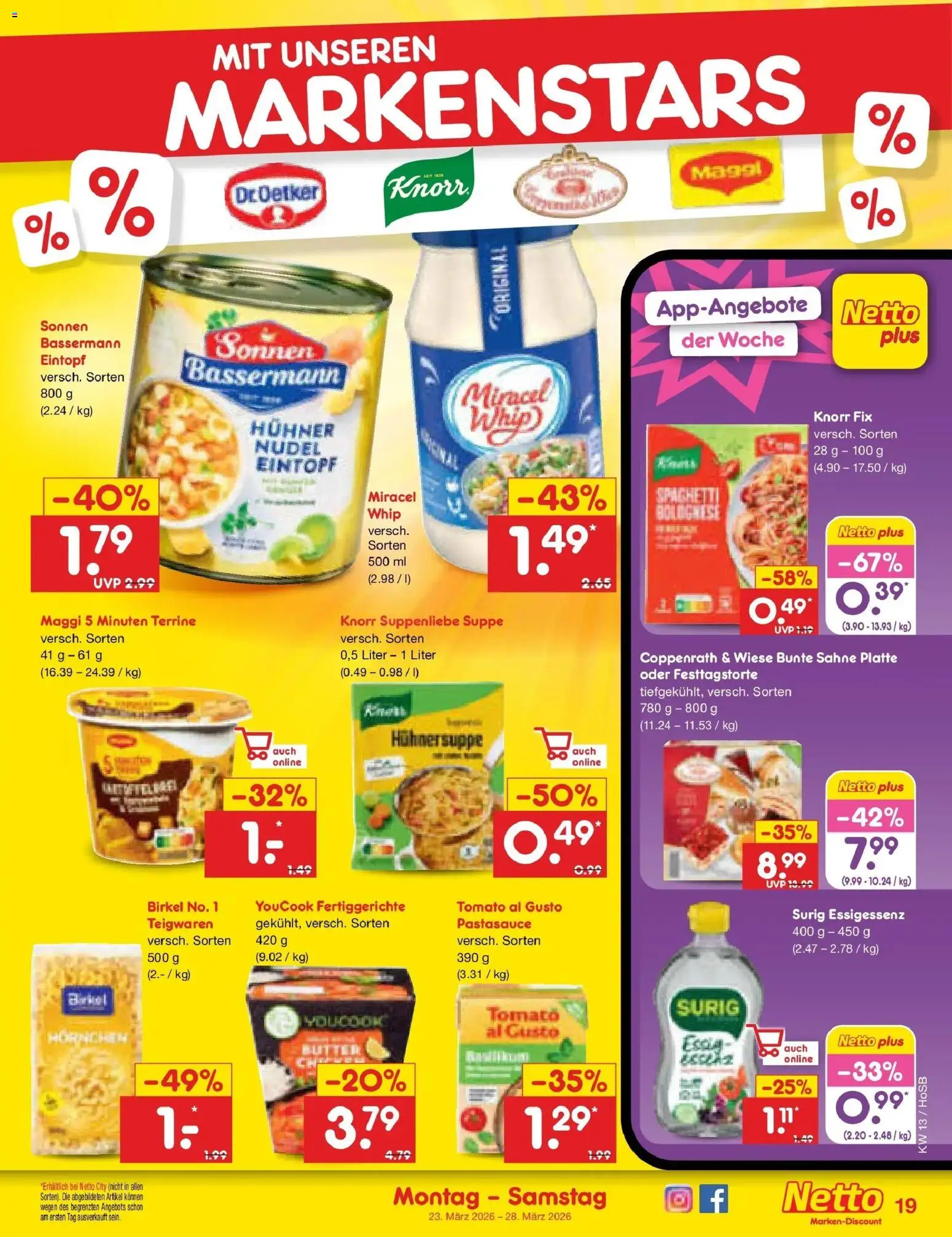 Netto Marken-Discount Prospekt Hannover	 – gültig ab 23.03.2026 | Seite: 21 | Produkte: Maggi, Knorr, Fertiggerichte, Sahne
