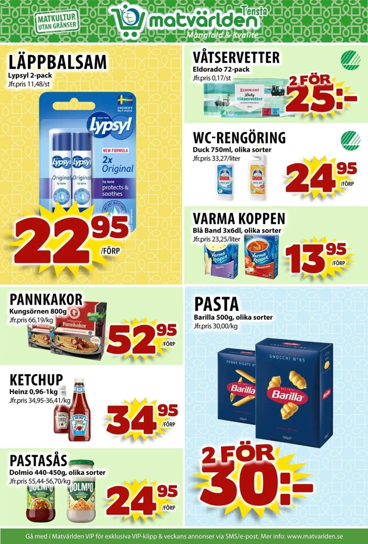Matvärlden reklamblad aktuell från 27.10.2025 | Sida: 6 | Produkter: Lypsyl, Läppbalsam, Pasta, Sparris