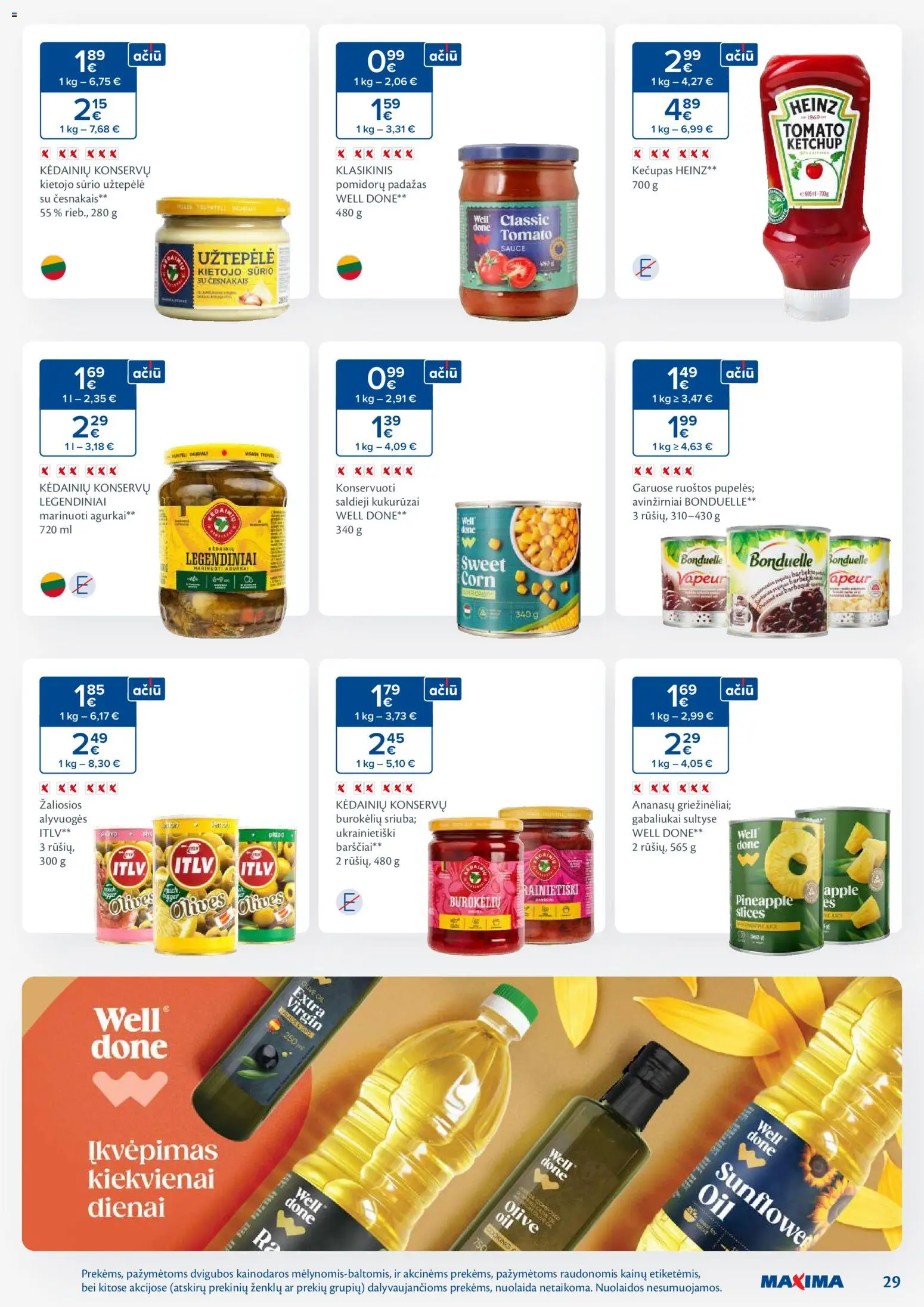MAXIMA akcijos nuo 13.01.2026 | Puslapis: 29 | Prekių: Agurkai, Kukurūzai, Pomidorų padažas, Padažas