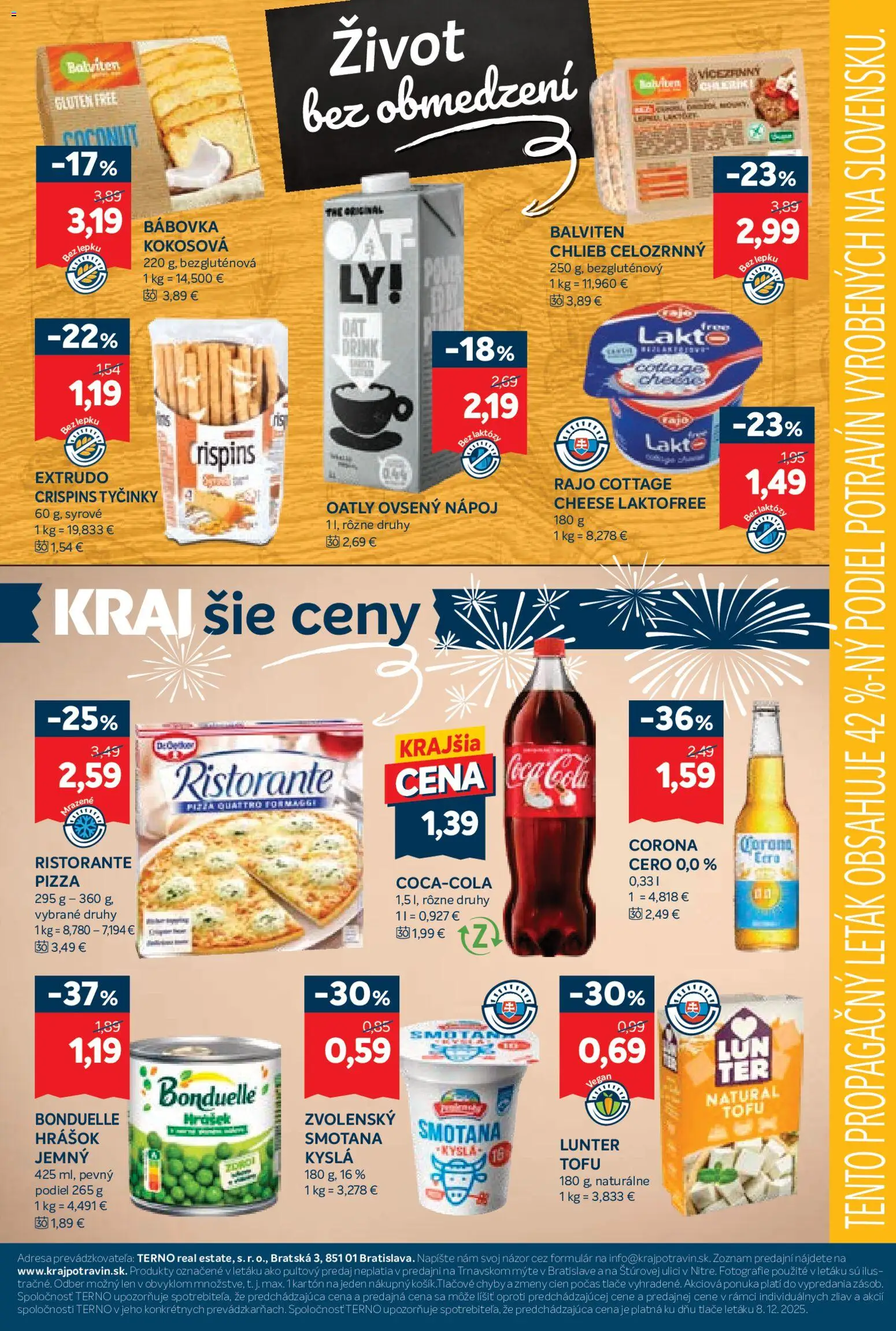 Nové Kraj akcie – leták je platný od 18.12.2025 | Strana: 19 | Produkty: Chlieb, Tofu, Hrášok, Coca cola