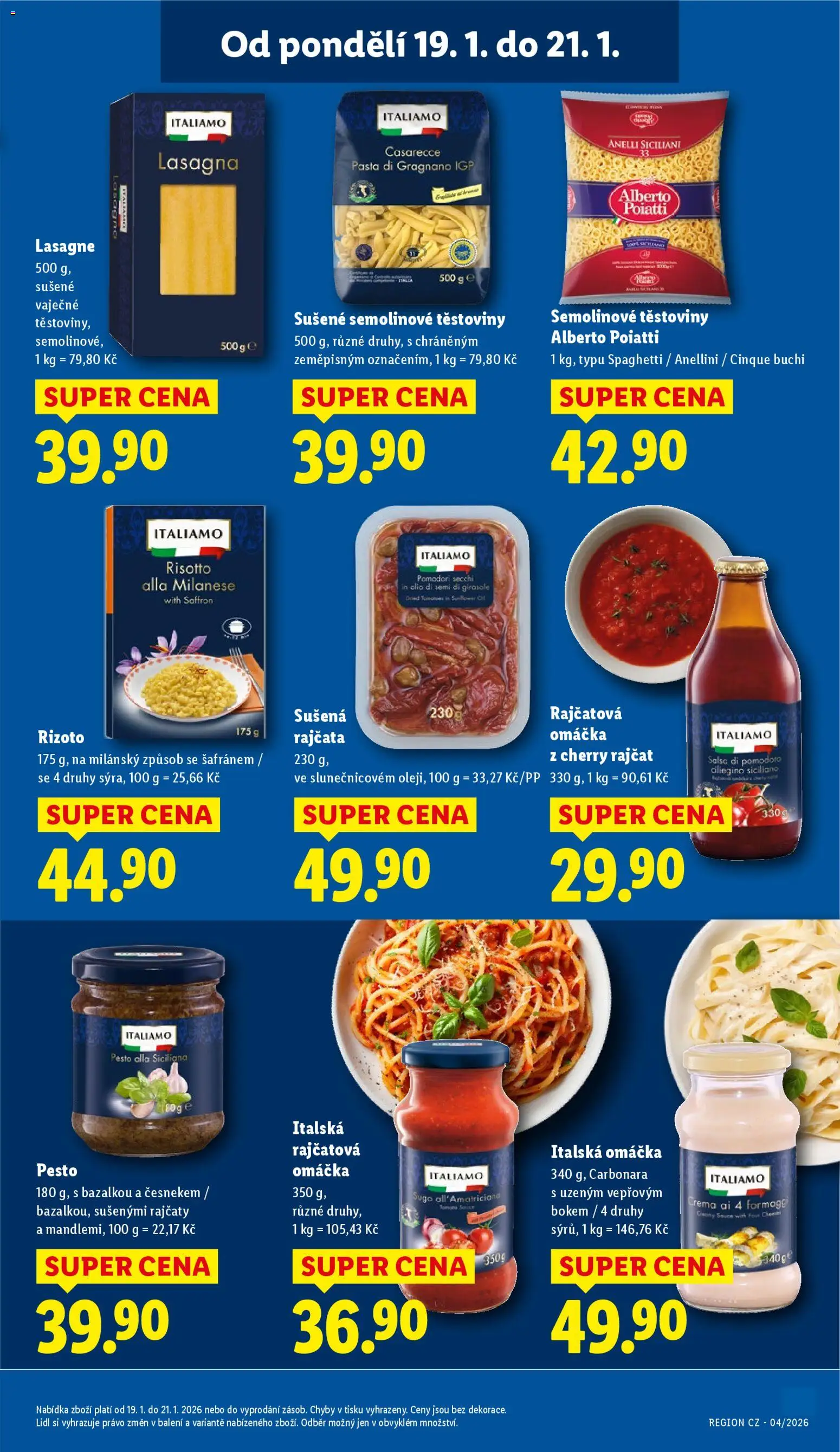 Lidl leták od 19.01.2026 | Strana: 17 | Produkty: Rajčata, Těstoviny, Rajčatová omáčka, Lasagne