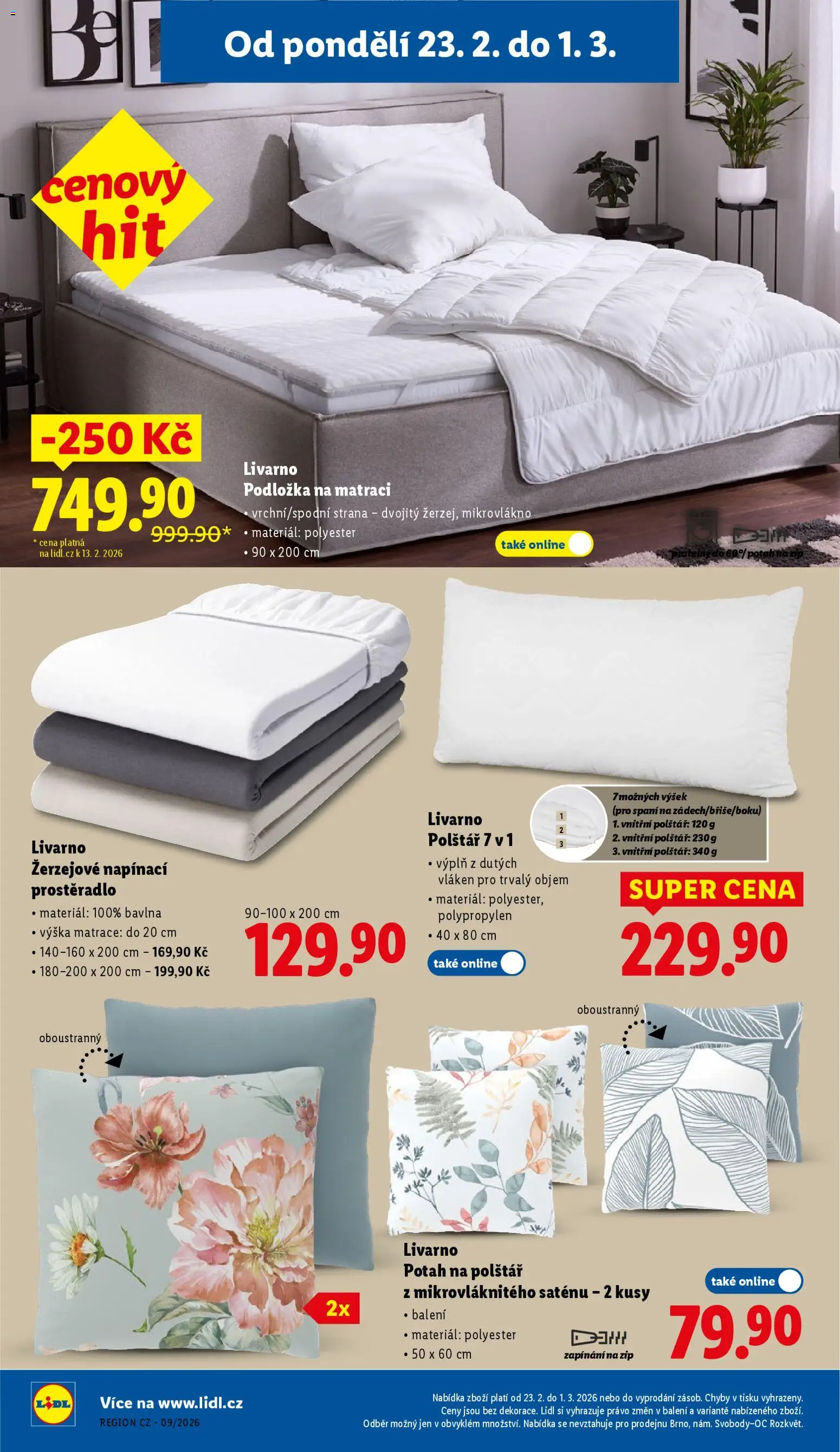 Lidl leták - Spotřební zboží od 23.02.2026 | Strana: 4 | Produkty: Matrace, Polštář, Prostěradlo