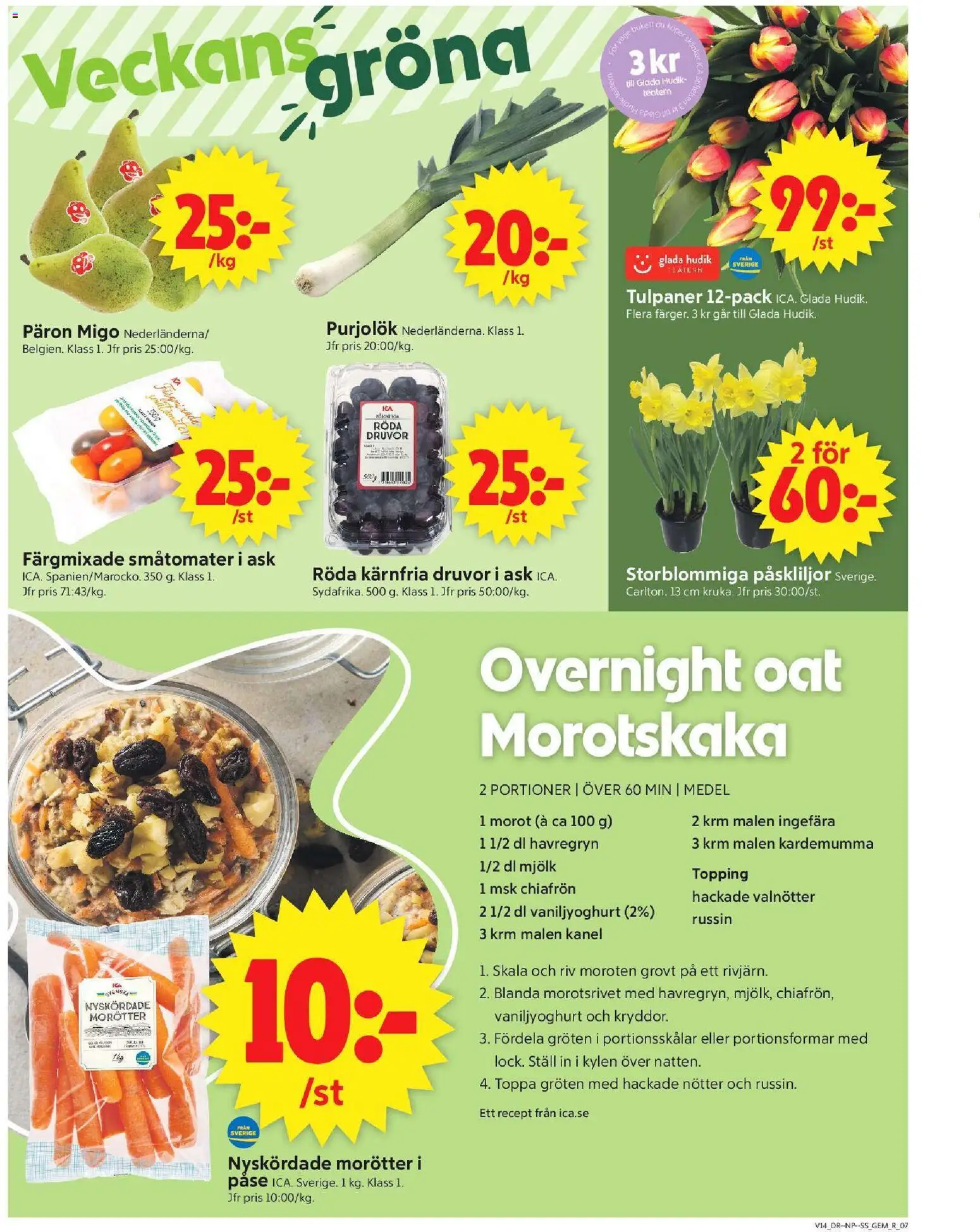 ICA Supermarket reklamblad aktuell från 30.03.2026 | Sida: 9 | Produkter: Havregryn, Mjölk, Morot, Nötter