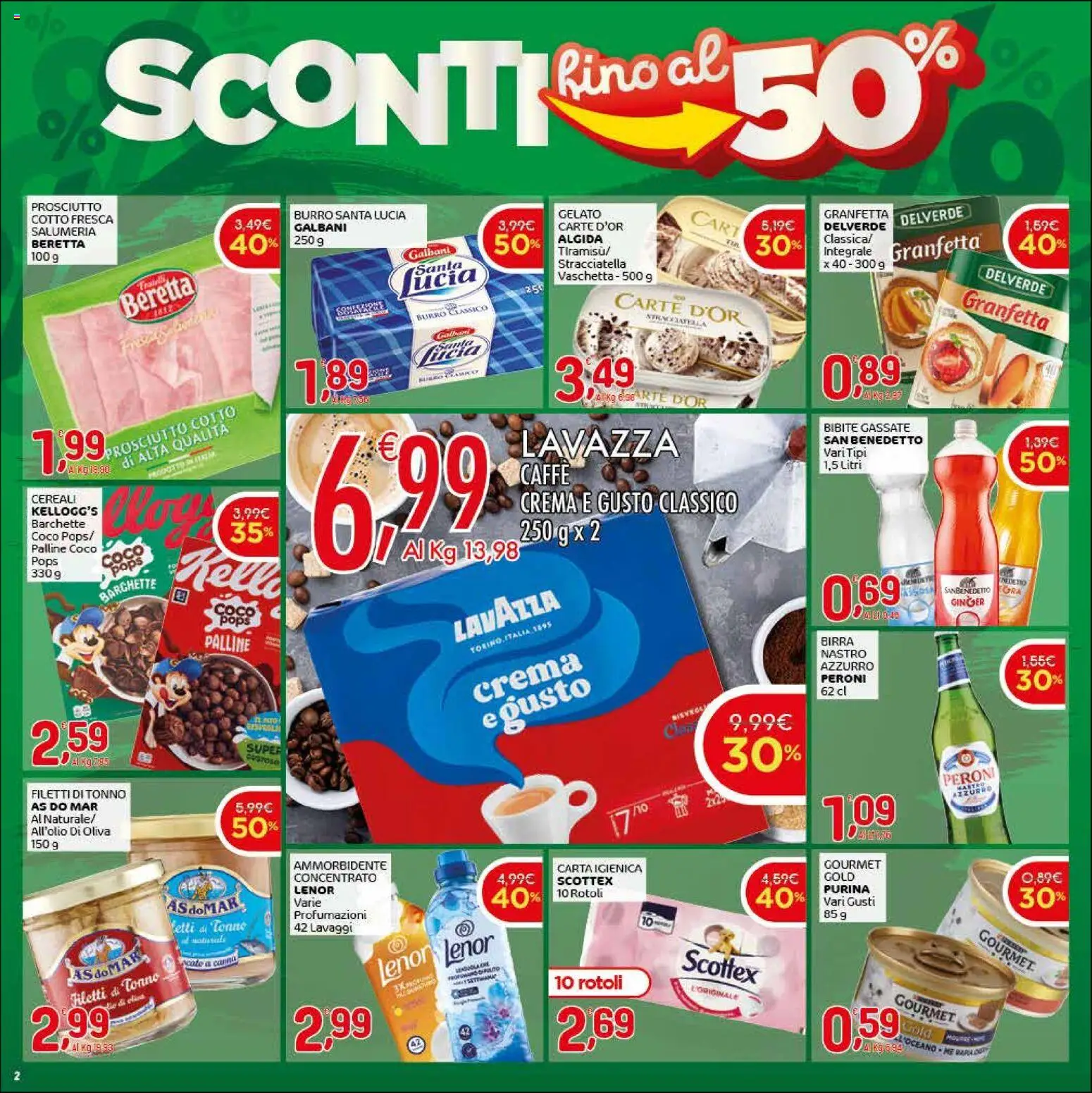 Volantino CRAI del 07.04.2026 | Pagina: 2 | Prodotti: Caffè, Birra, Ammorbidente, Bibite