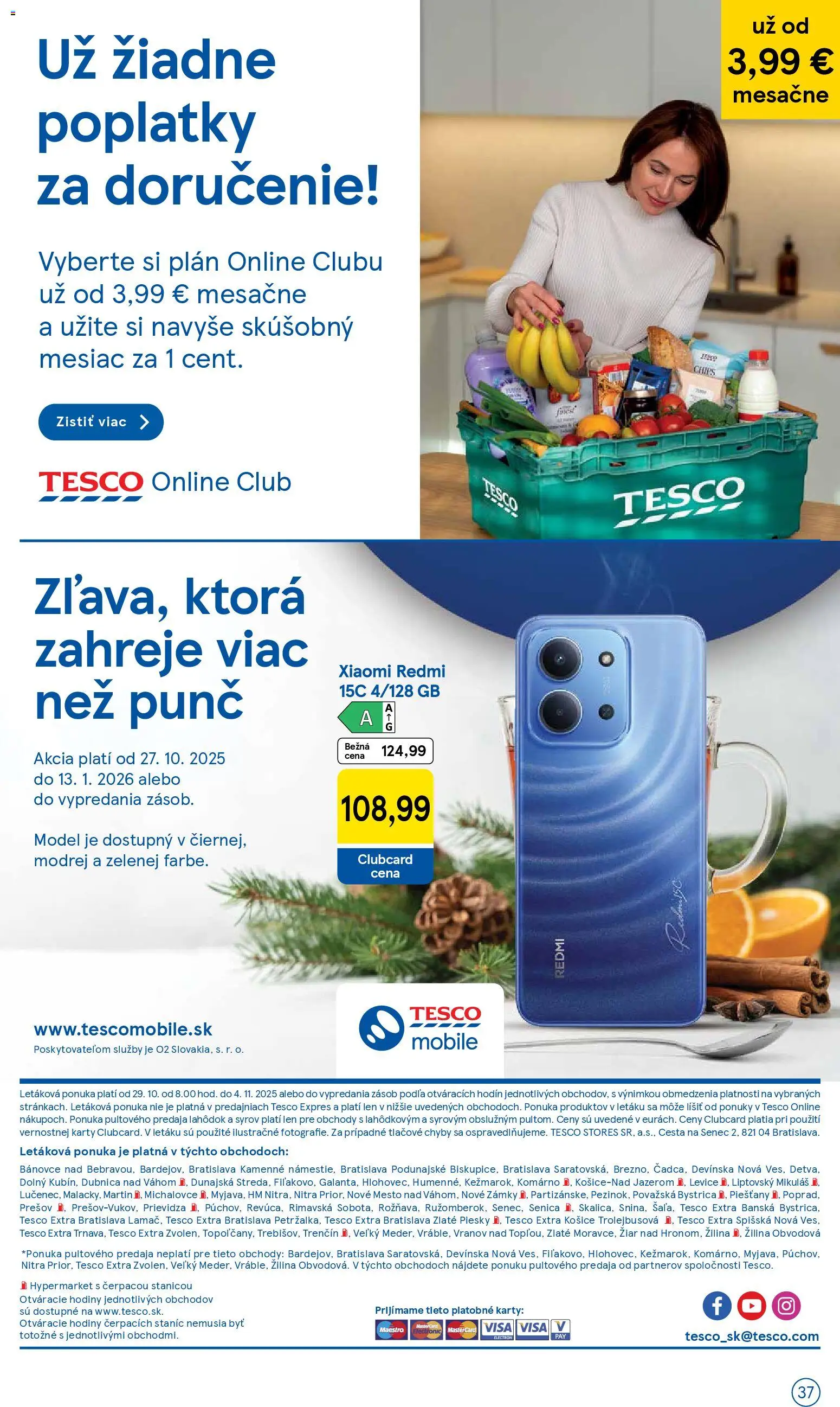 Nové Tesco akcie – leták je platný od 29.10.2025 | Strana: 37 | Produkty: Hodiny, Xiaomi