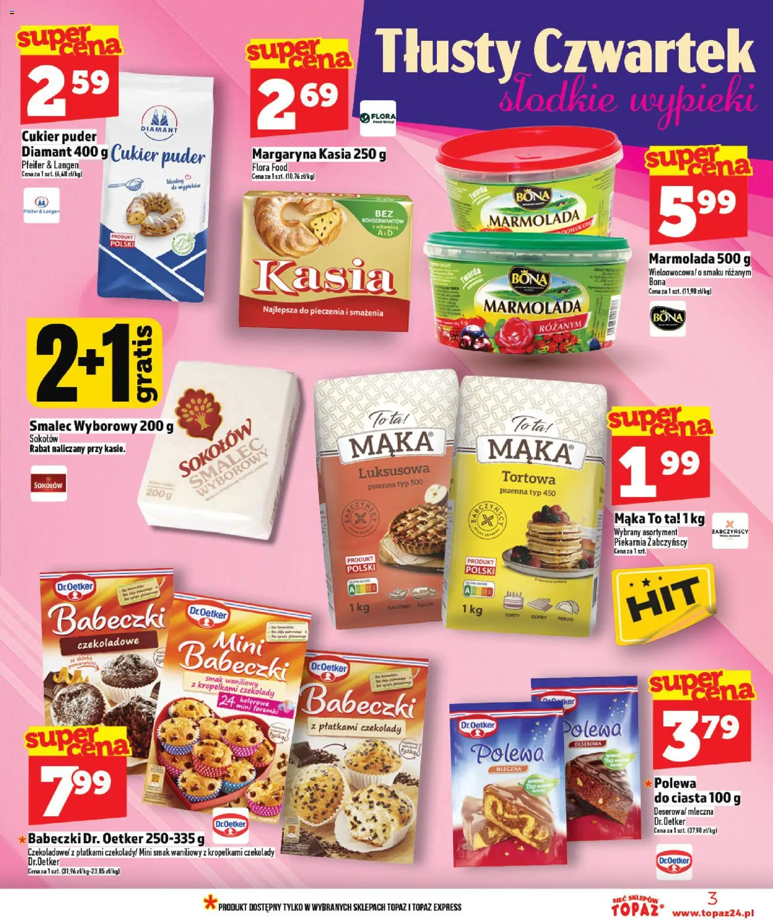 Topaz Gazetka MAZ od 05.02.2026 | Strona: 3 | Produkty: Czekolady, Margaryna kasia, Piekarnia, Babeczki
