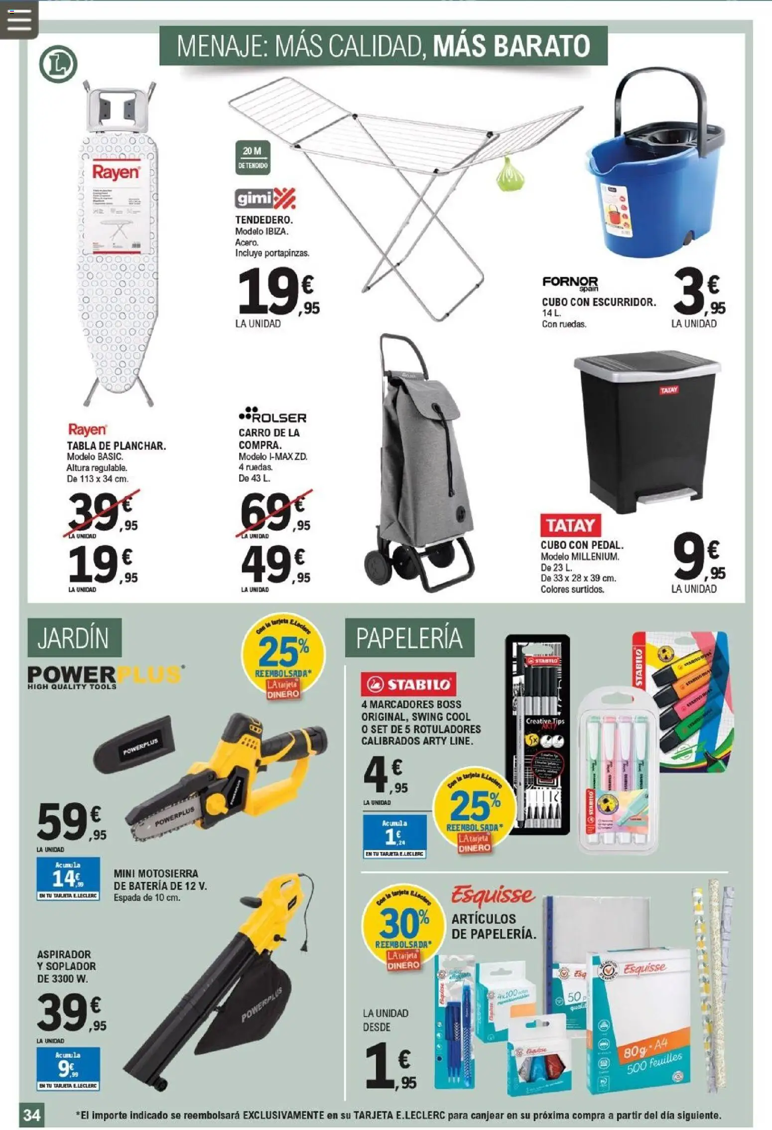 E.Leclerc folleto │ válido desde el 19.11.2025 | Página: 34 | Productos: Motosierra, Aspirador, Batería