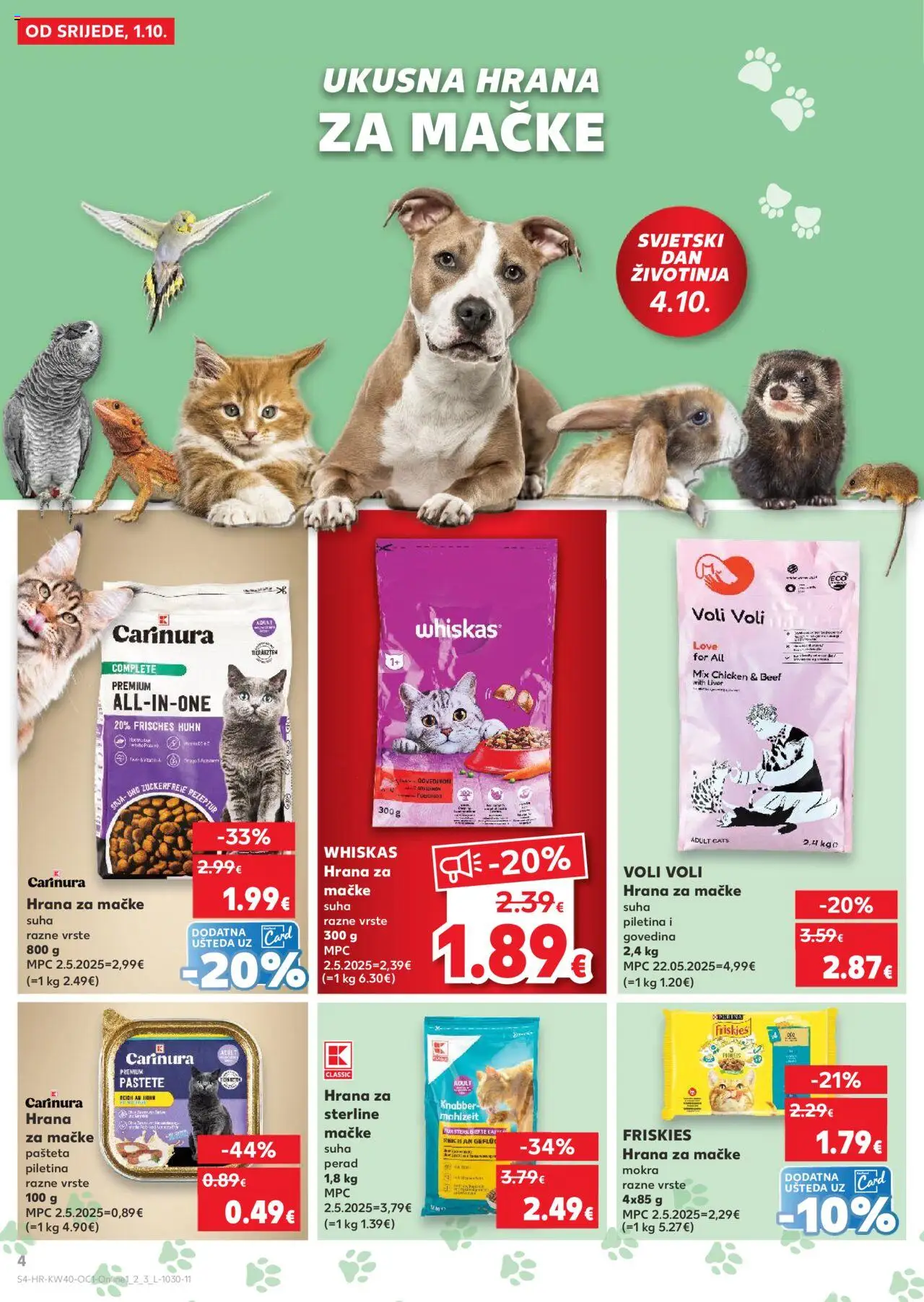 Kaufland katalog | vrijedi od 01.10.2025 | Stranica: 4 | Proizvodi: Piletina, Govedina, Pašteta, Hrana za mačke
