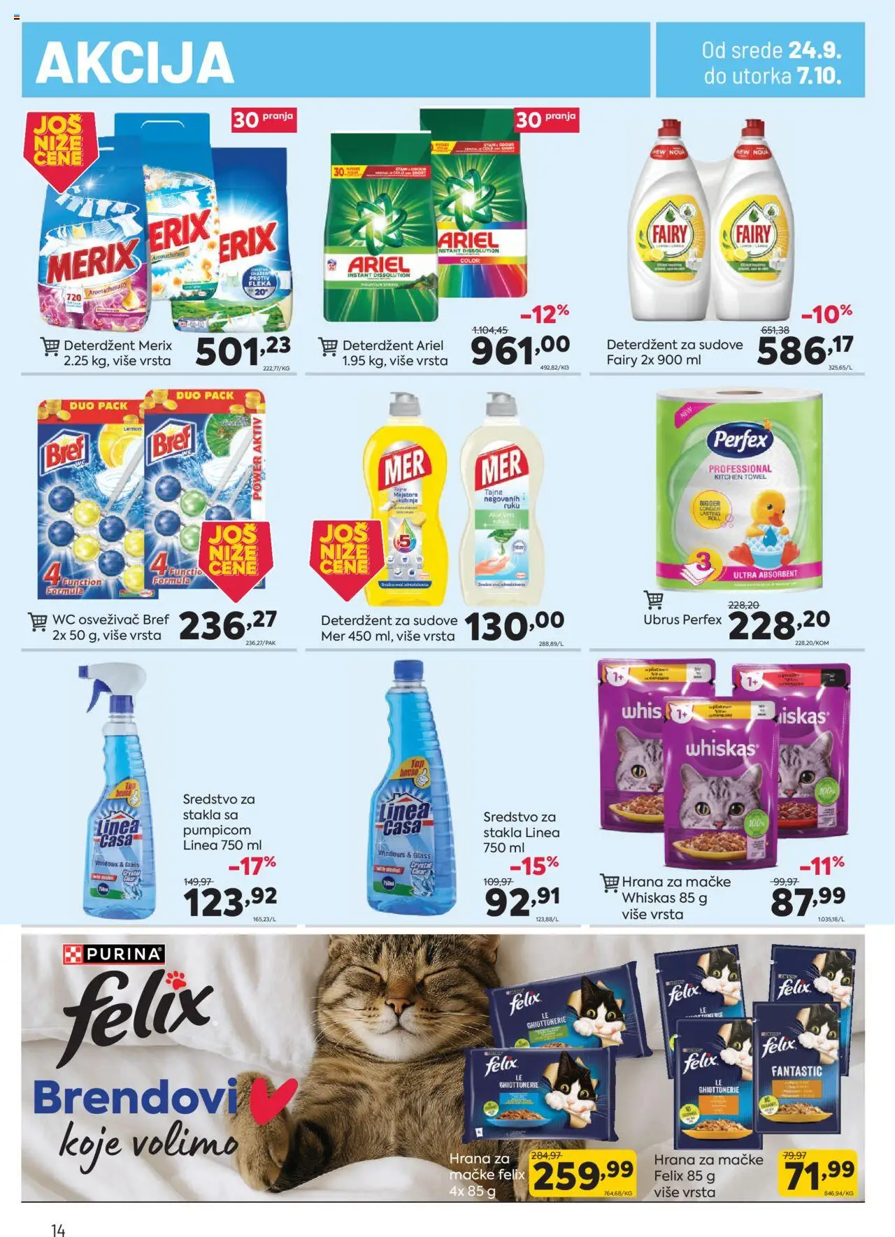 PerSu katalog - važi od 24.09.2025 | Strana: 14 | Proizvode: Deterdžent, Deterdžent za sudove, Hrana za mačke, Whiskas