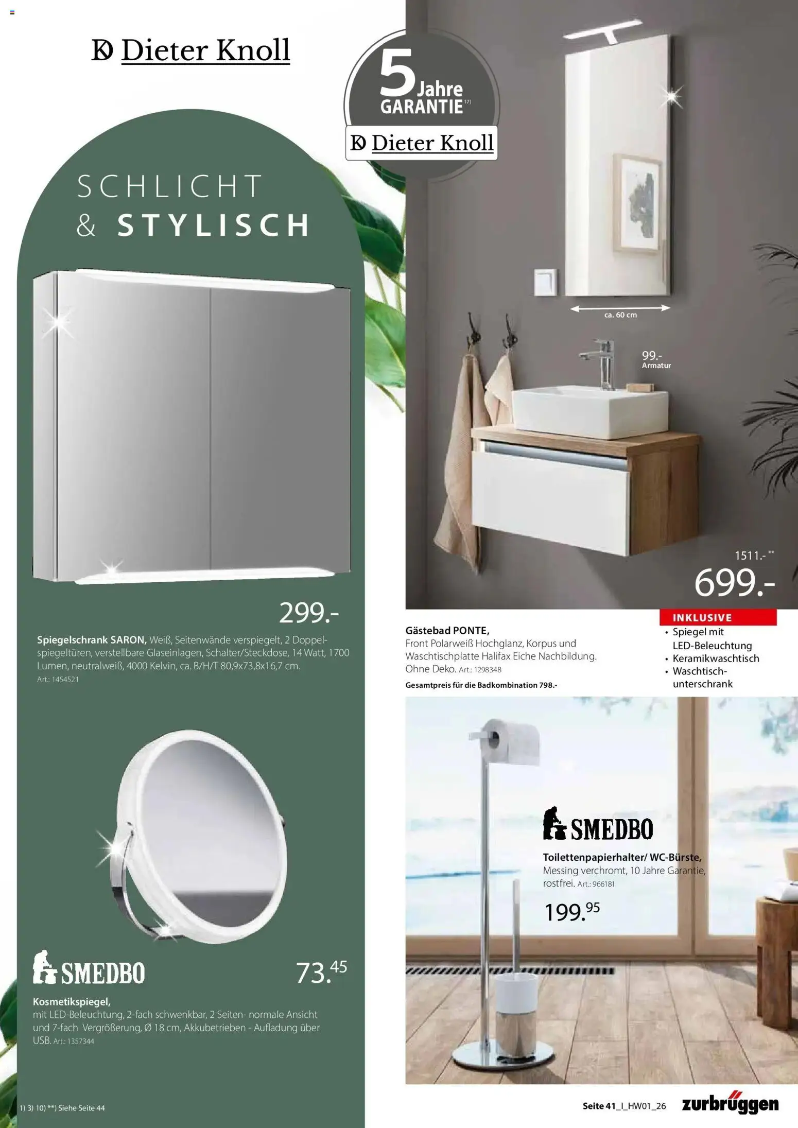 Zurbrüggen Ihr Einrichtungshaus der Extraklasse – gültig ab 27.03.2026 | Seite: 41 | Produkte: Armatur, Waschtisch, Spiegelschrank, Unterschrank