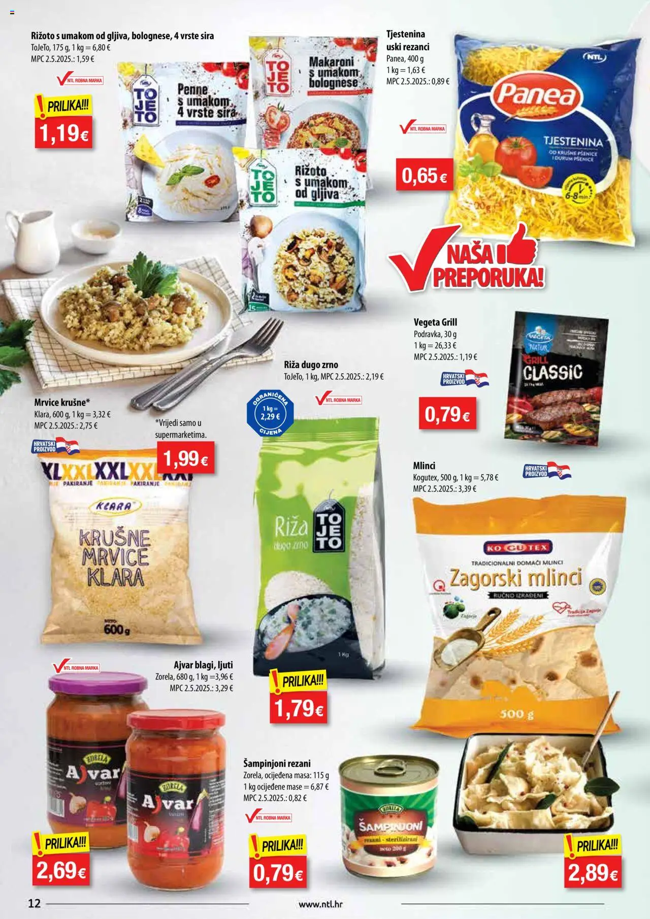 NTL katalog | vrijedi od 13.08.2025 | Stranica: 12 | Proizvodi: Rižoto, Mlinci, Ajvar, Tjestenina