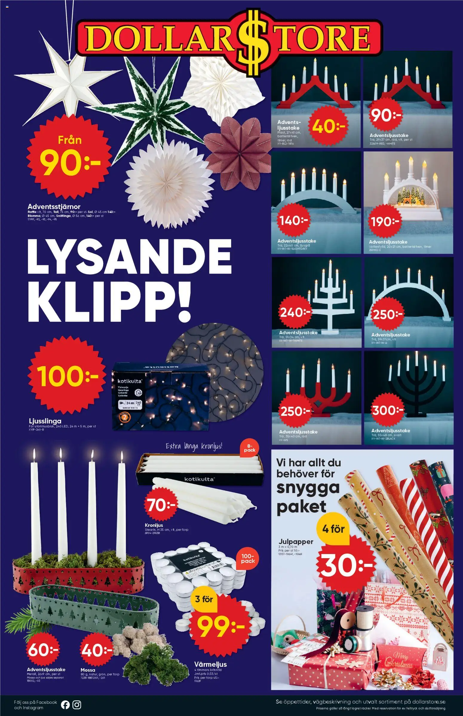Dollar Store reklamblad aktuell från 24.11.2025 | Sida: 8 | Produkter: Galler, Mössa, Ljus, Ljusslinga