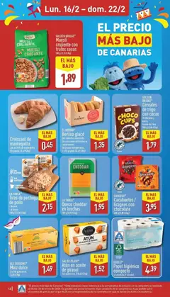 Vista previa Aldi folleto Canarias válido desde el 16.02.2026 | Página: 12 | Productos: Chocolate, Croissant, Cereales, Frutos secos