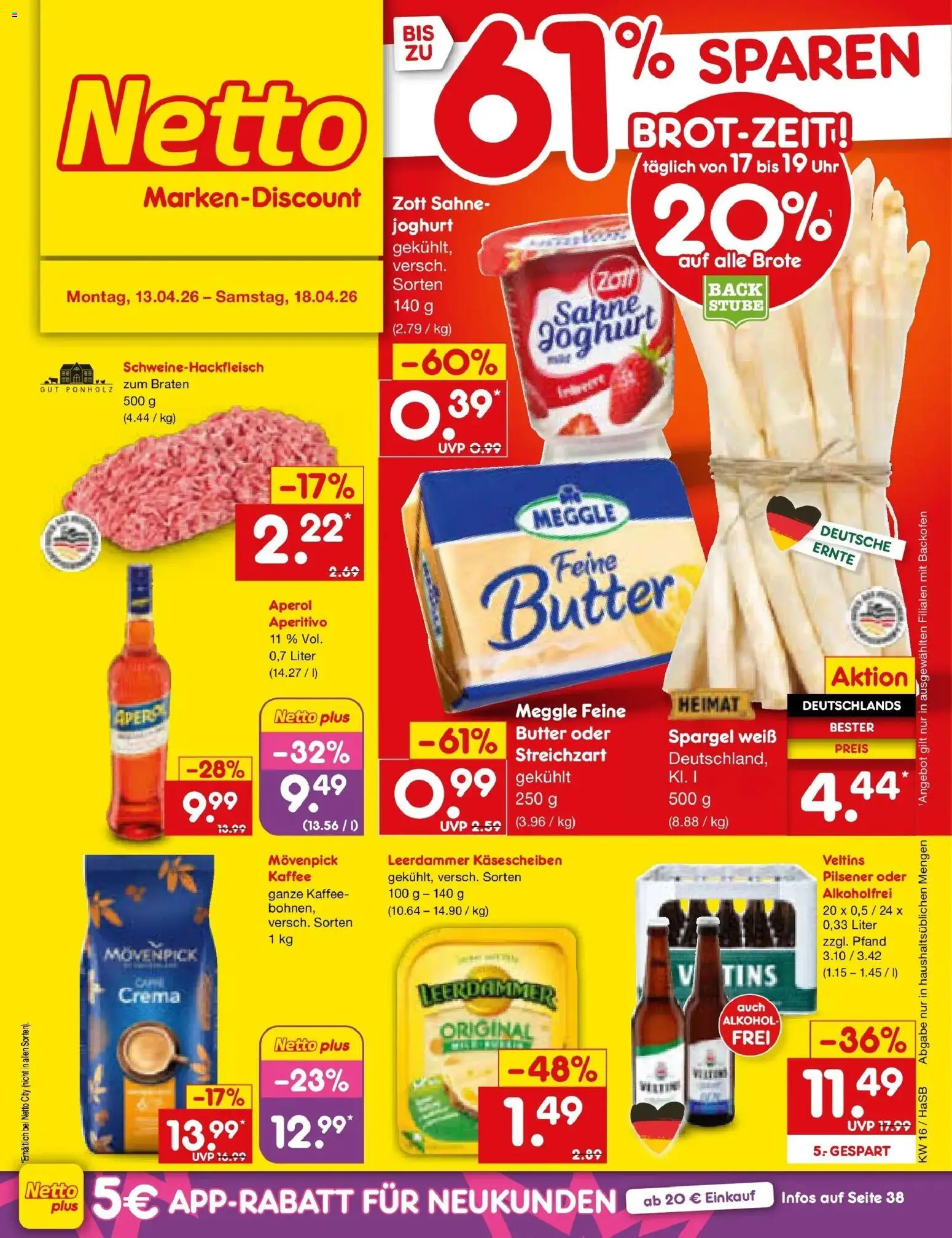 Netto Marken-Discount Prospekt Wuppertal	 – gültig ab 13.04.2026 | Seite: 1 | Produkte: Spargel, Leerdammer, Backofen, Uhr