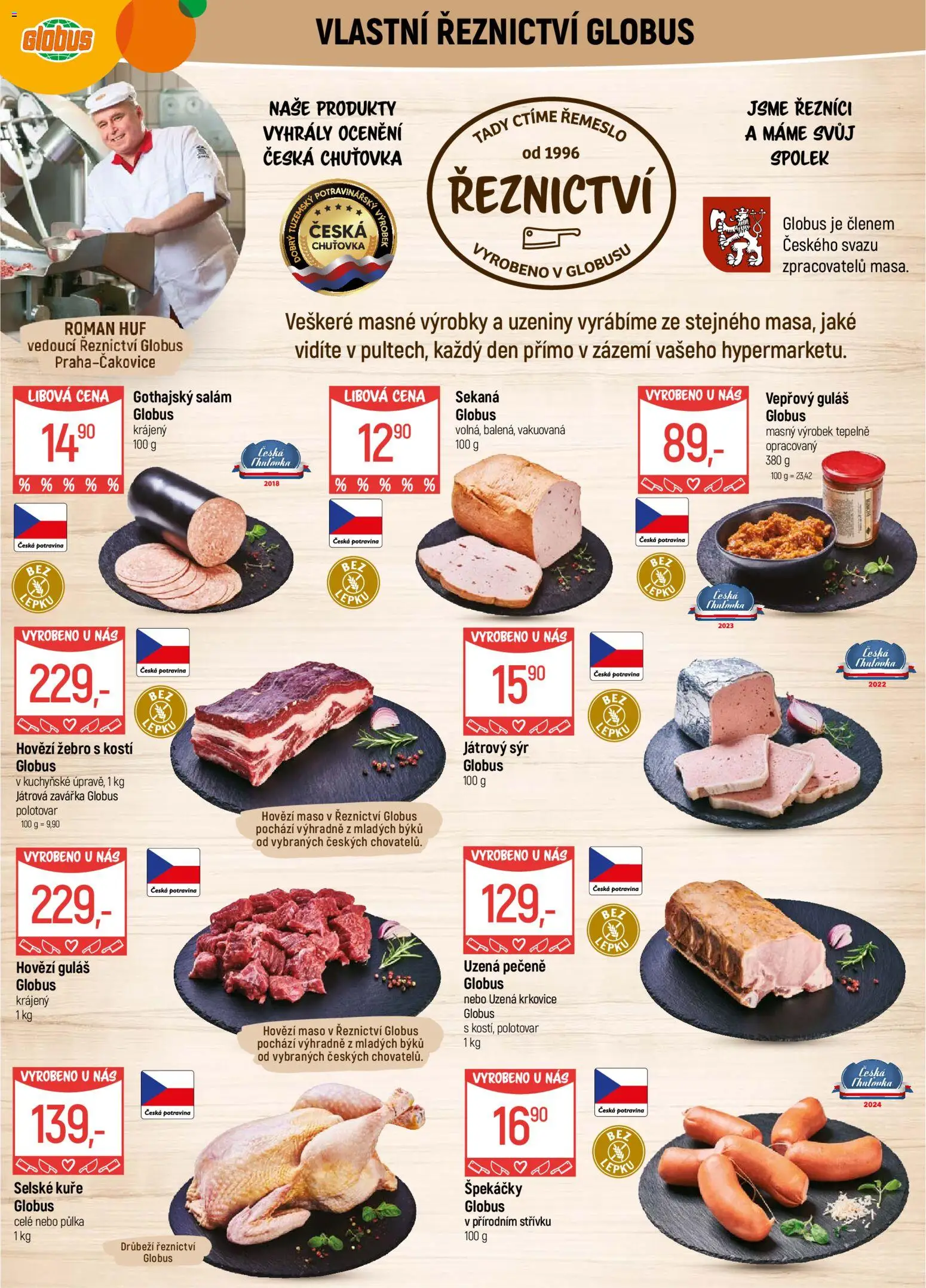 Globus leták - Praha Čakovice od 25.02.2026 | Strana: 6 | Produkty: Hovězí maso, Sekaná, Guláš, Krkovice