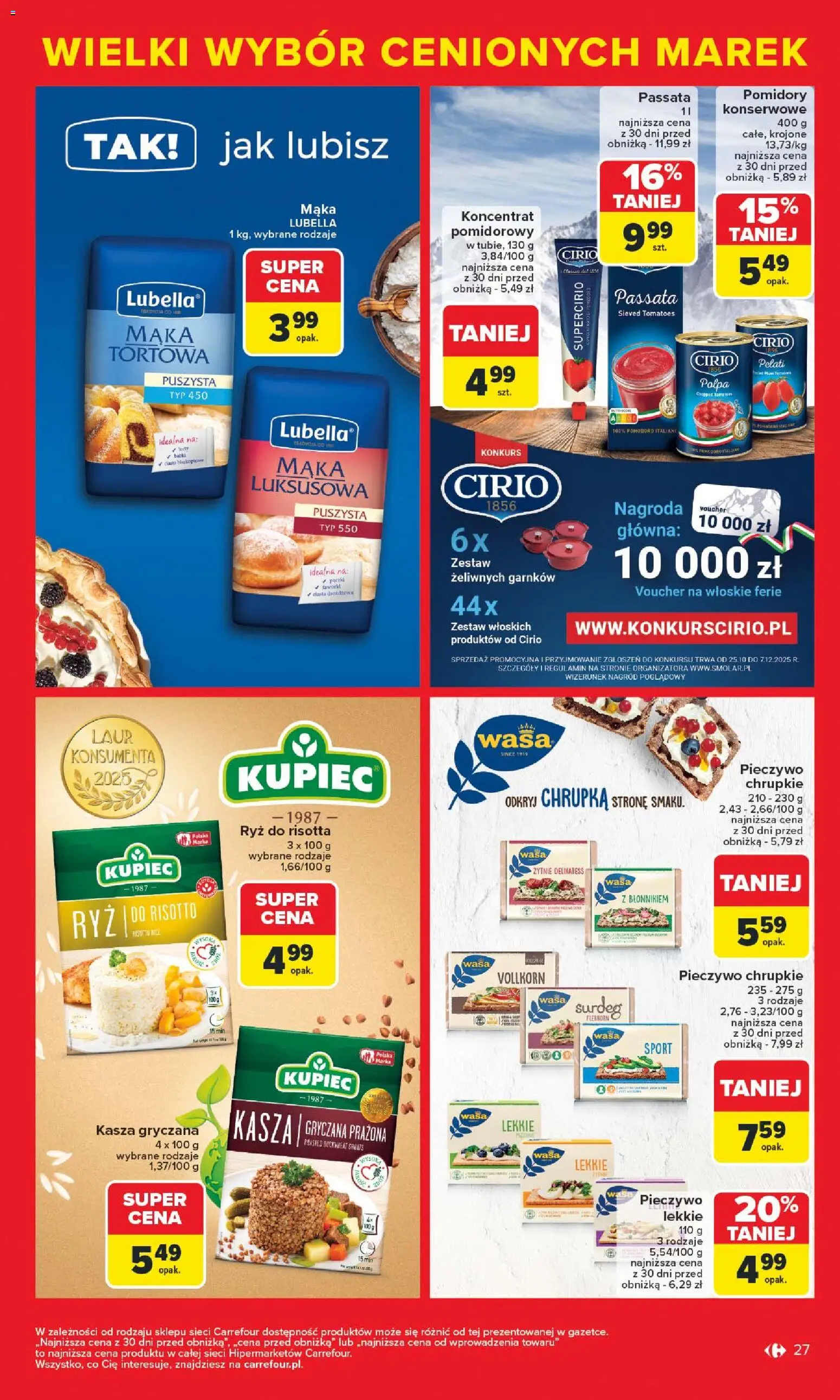Carrefour Gazetka - Markowe atrakcje cenowe od 27.10.2025 | Strona: 29 | Produkty: Kasza, Pieczywo chrupkie, Ryż do risotto, Ryż