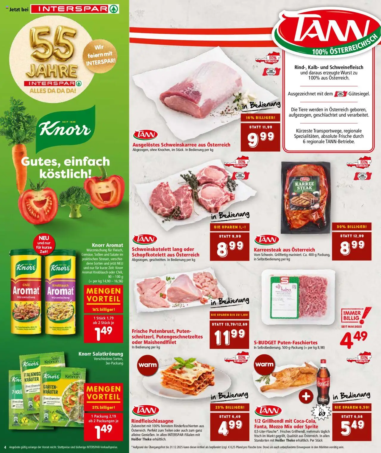 Interspar Flugblatt - Kärnten gültig ab 31.07.2025 | Seite: 4 | Produkte: Wurst, Knoblauch, Chili, Schweinefleisch