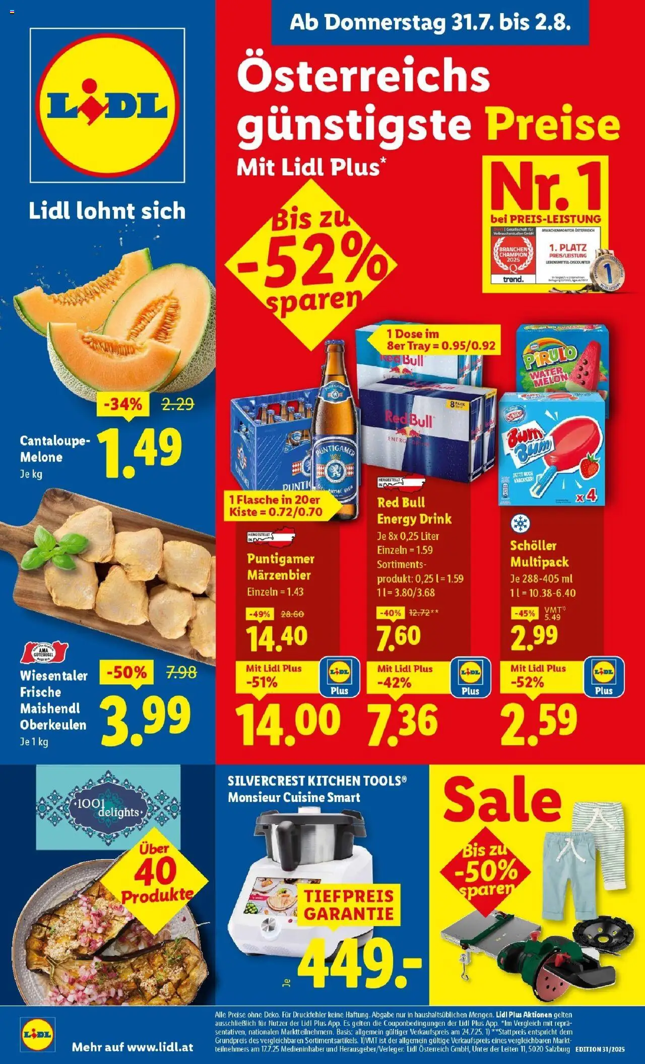 Lidl Flugblatt - Fohnsdorf, Neunkirchen, Graz gültig ab 31.07.2025 | Seite: 1 | Produkte: Melone, Bier