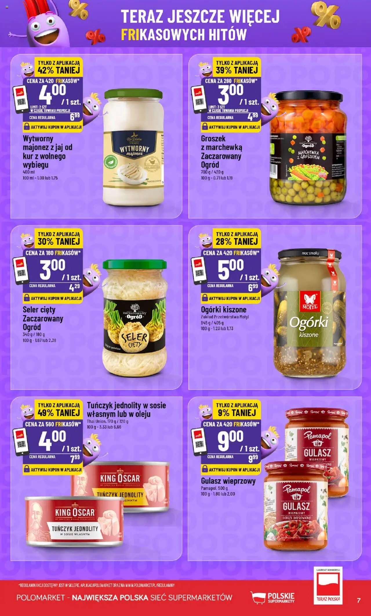 POLOmarket Gazetka - Frikasowe hity od 06.08.2025 | Strona: 7 | Produkty: Groszek, Tuńczyk, Marchewka, Majonez