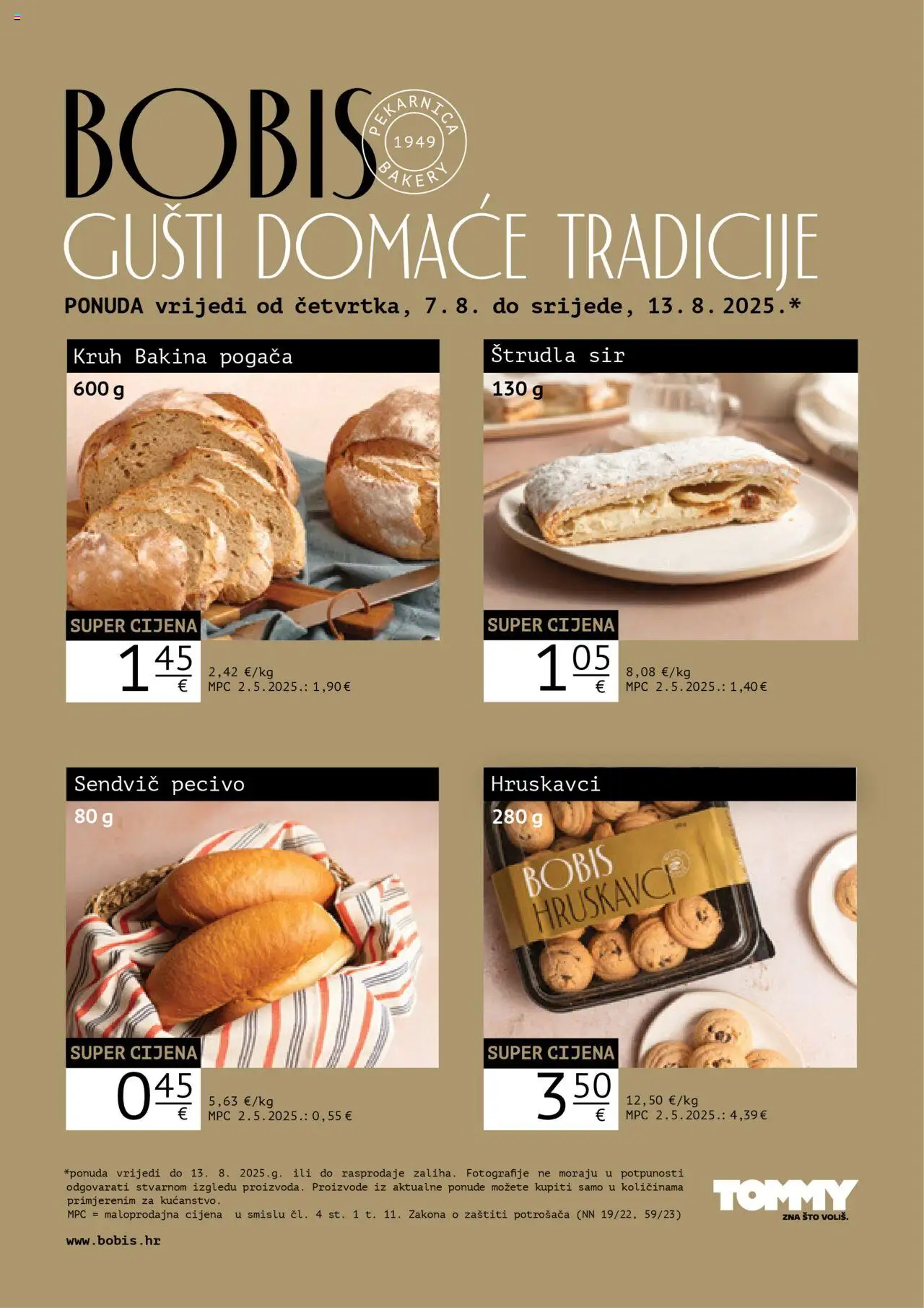 Tommy katalog | vrijedi od 07.08.2025 | Stranica: 1 | Proizvodi: Sir, Kruh, Pecivo