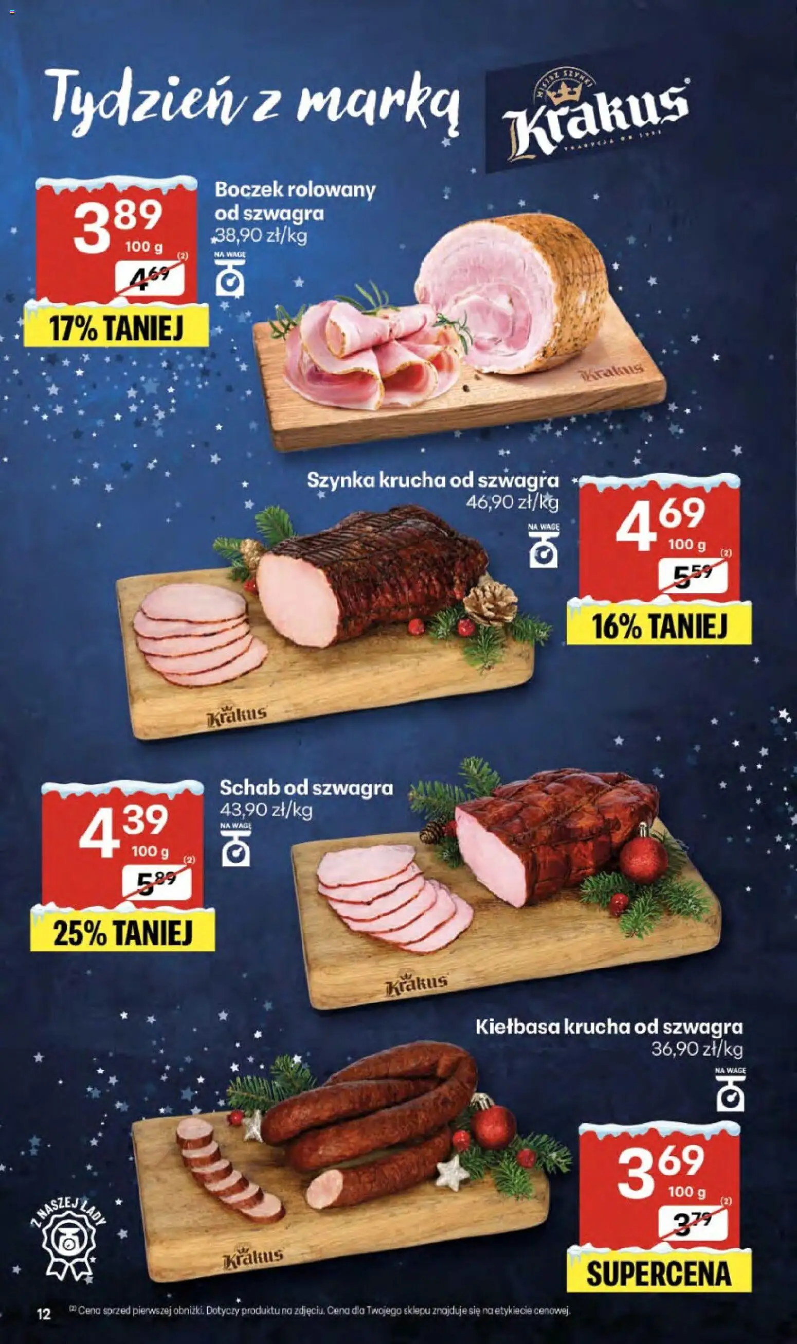 Delikatesy Centrum Gazetka - Sklepy Własne od 18.12.2025 | Strona: 12 | Produkty: Kiełbasa, Schab, Szynka, Boczek