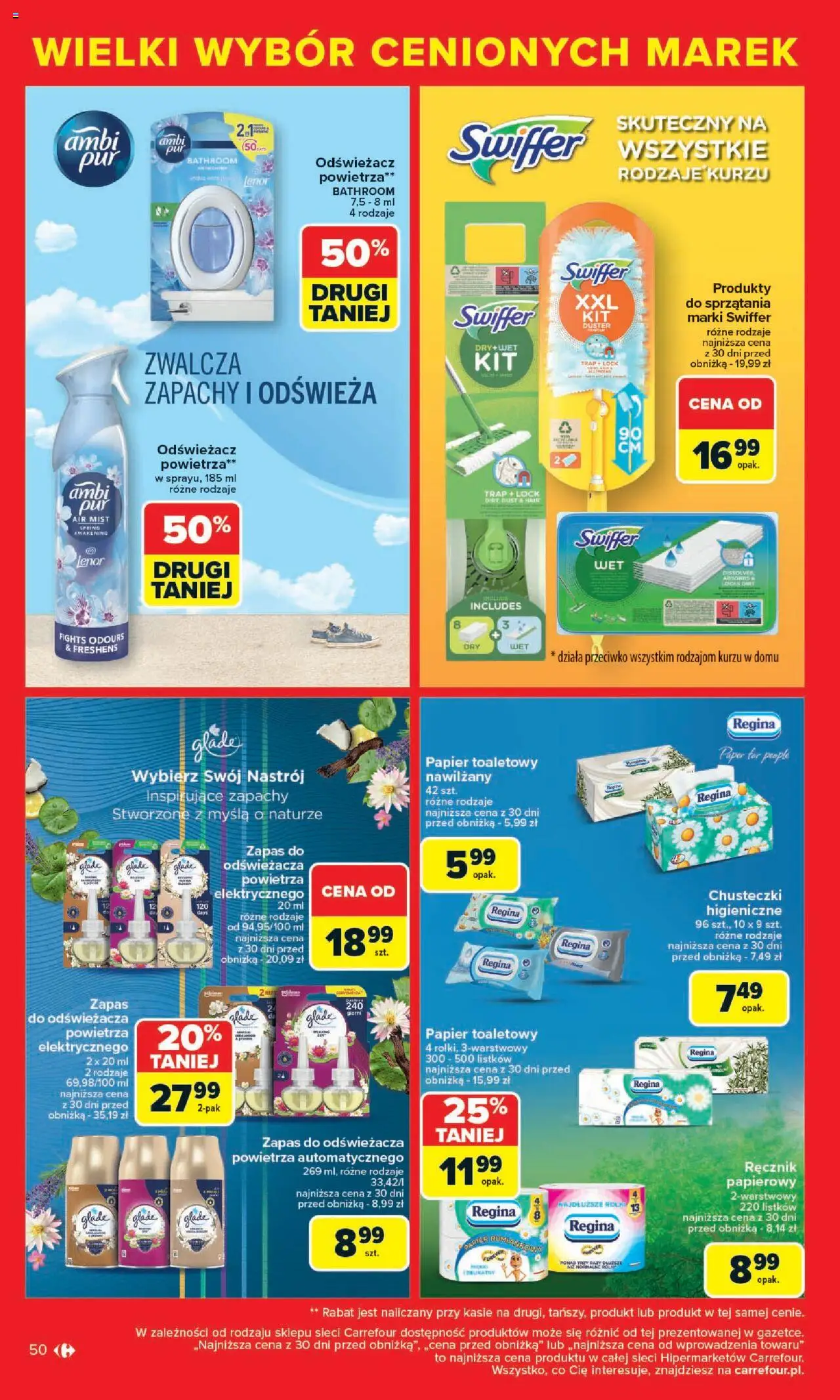 Carrefour Gazetka - Cenione marki, super ceny od 04.08.2025 | Strona: 50 | Produkty: Odświeżacz, Papier toaletowy, Rolki