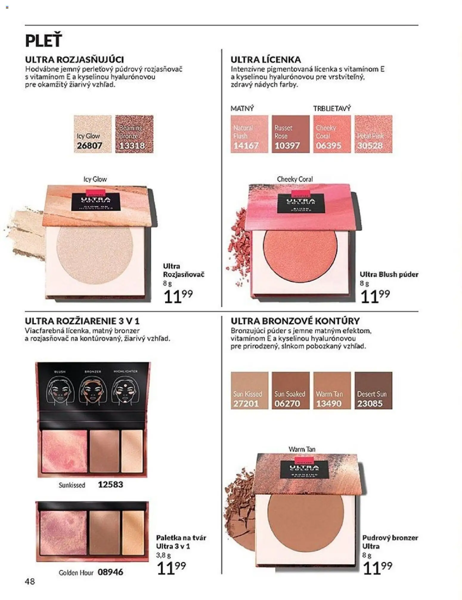 Nové Avon akcie – leták je platný od 01.01.2026 | Strana: 48 | Produkty: Púder, Bronzer, Lícenka, Rozjasňovač