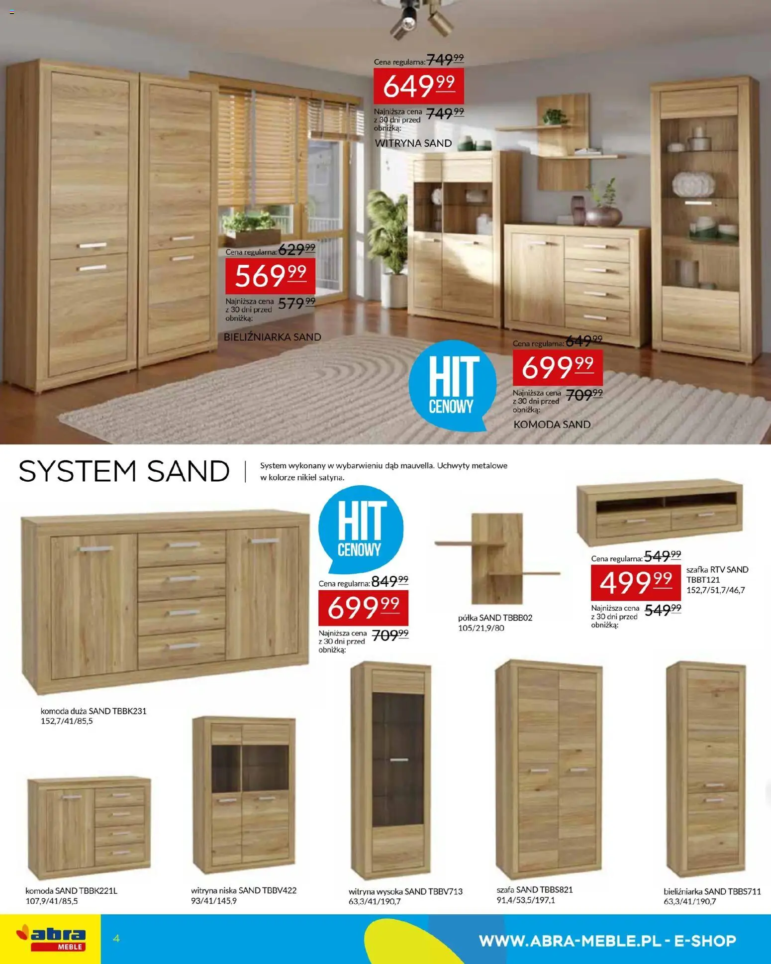 Abra meble Gazetka od 09.01.2026 | Strona: 4 | Produkty: Szafa, Komoda, Półka, Witryna