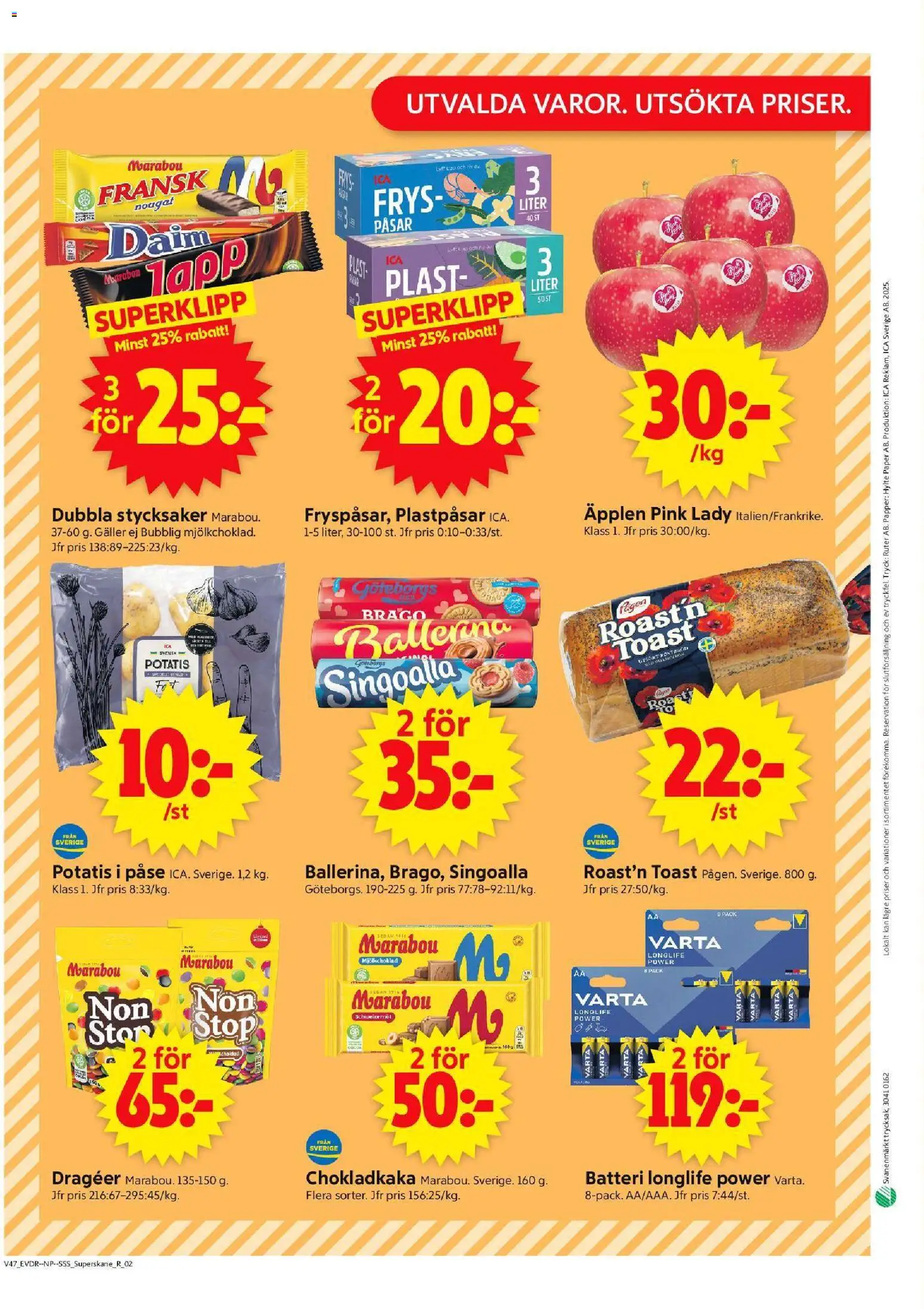 ICA Supermarket reklamblad aktuell från 17.11.2025 | Sida: 10 | Produkter: Galler, Batteri, Äpplen, Papper