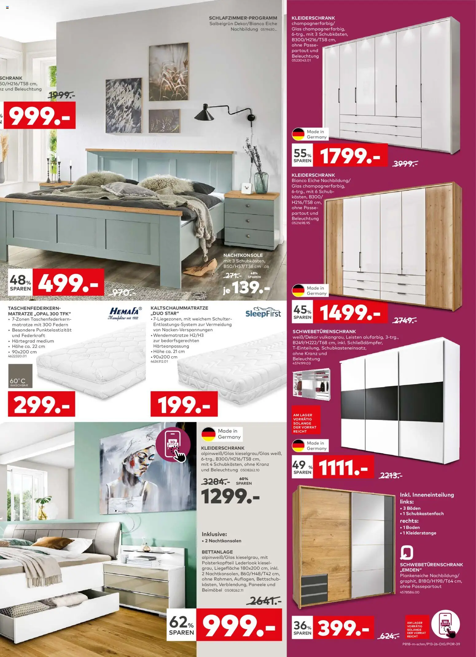 Porta! Prospekt Super Spar Tage Aachen – gültig ab 16.03.2026 | Seite: 3 | Produkte: Matratze, Kleiderschrank, Schwebetürenschrank, Schrank