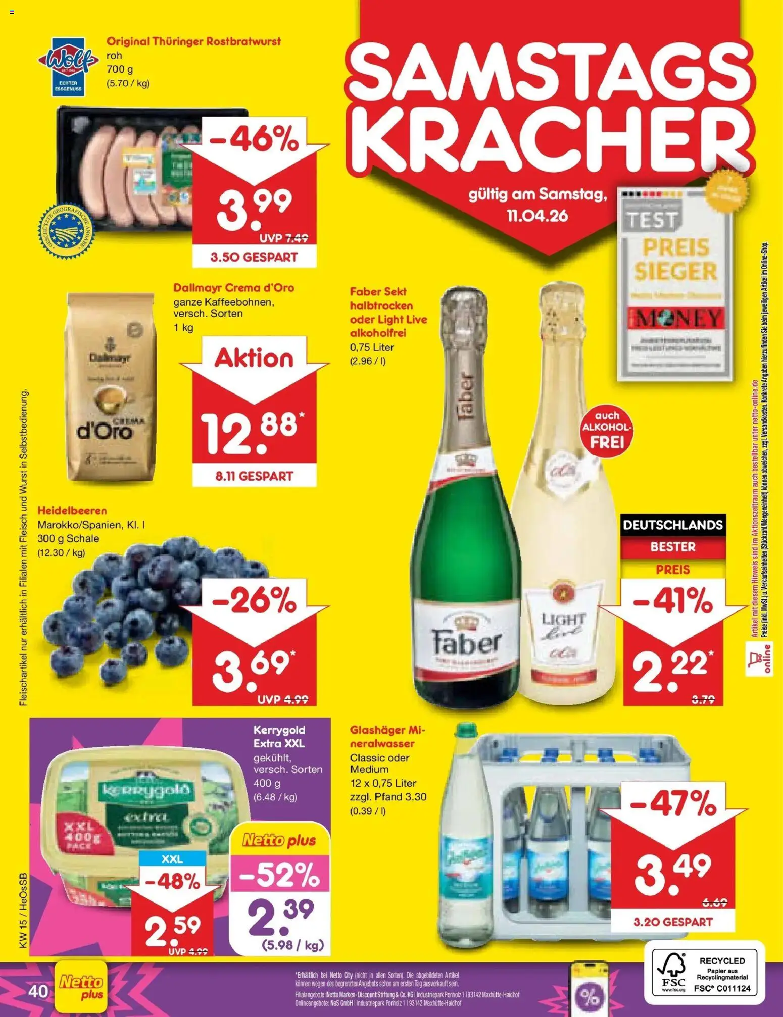 Netto Marken-Discount Prospekt Kröpelin	 – gültig ab 05.04.2026 | Seite: 50 | Produkte: Sekt, Dallmayr, Wurst, Fleisch