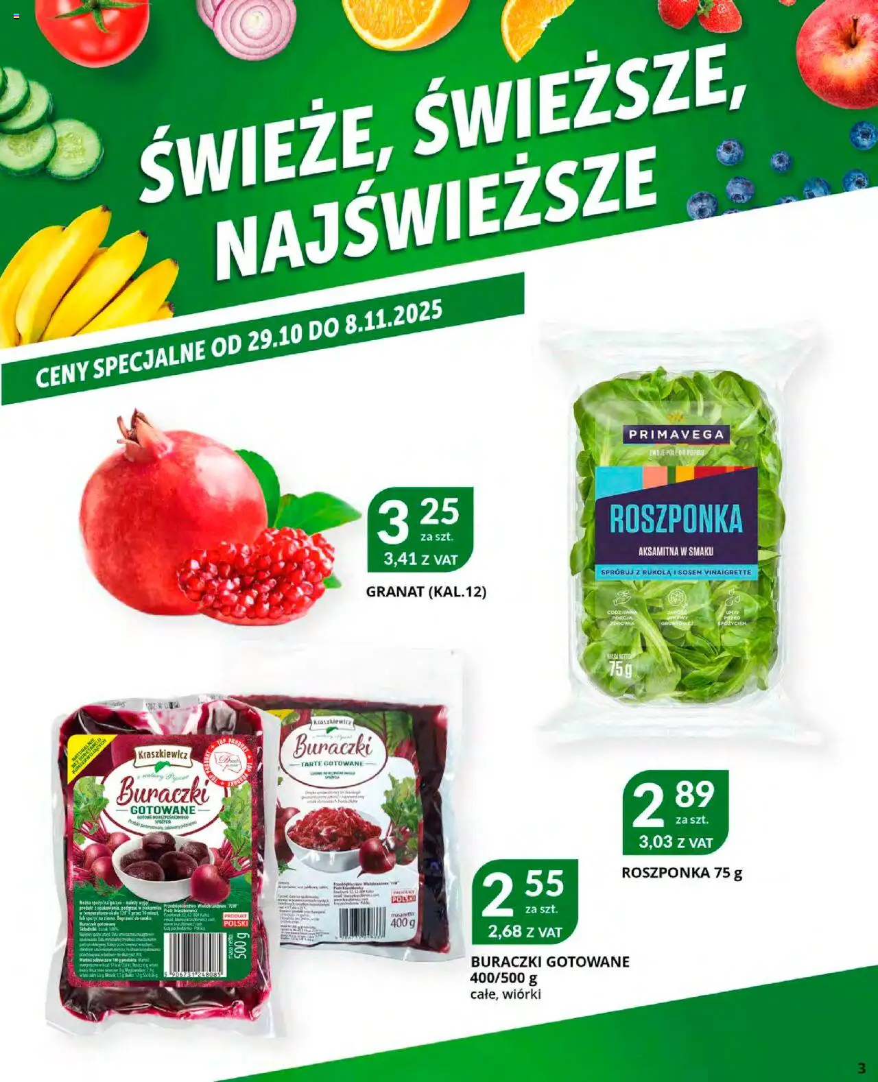 Eurocash Gazetka od 20.10.2025 | Strona: 3 | Produkty: Burak, Top, Roszponka, Buraczki gotowane